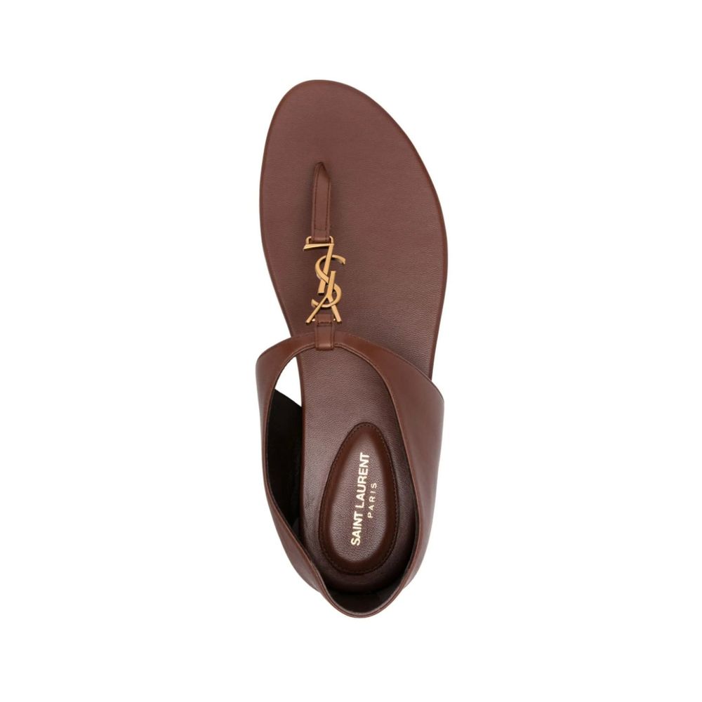 Saint Laurent Braune Lammleder-Flip-Flop-Sandalen-4