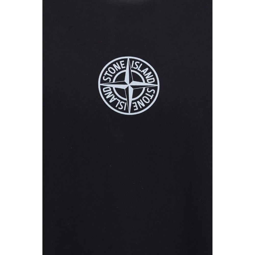 Stone Island Schwarzes Baumwoll-T-Shirt-3