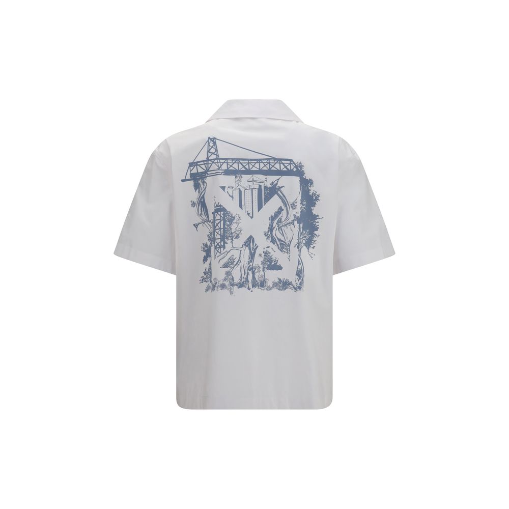 Off-White Weißes Baumwollhemd mit Muster-2