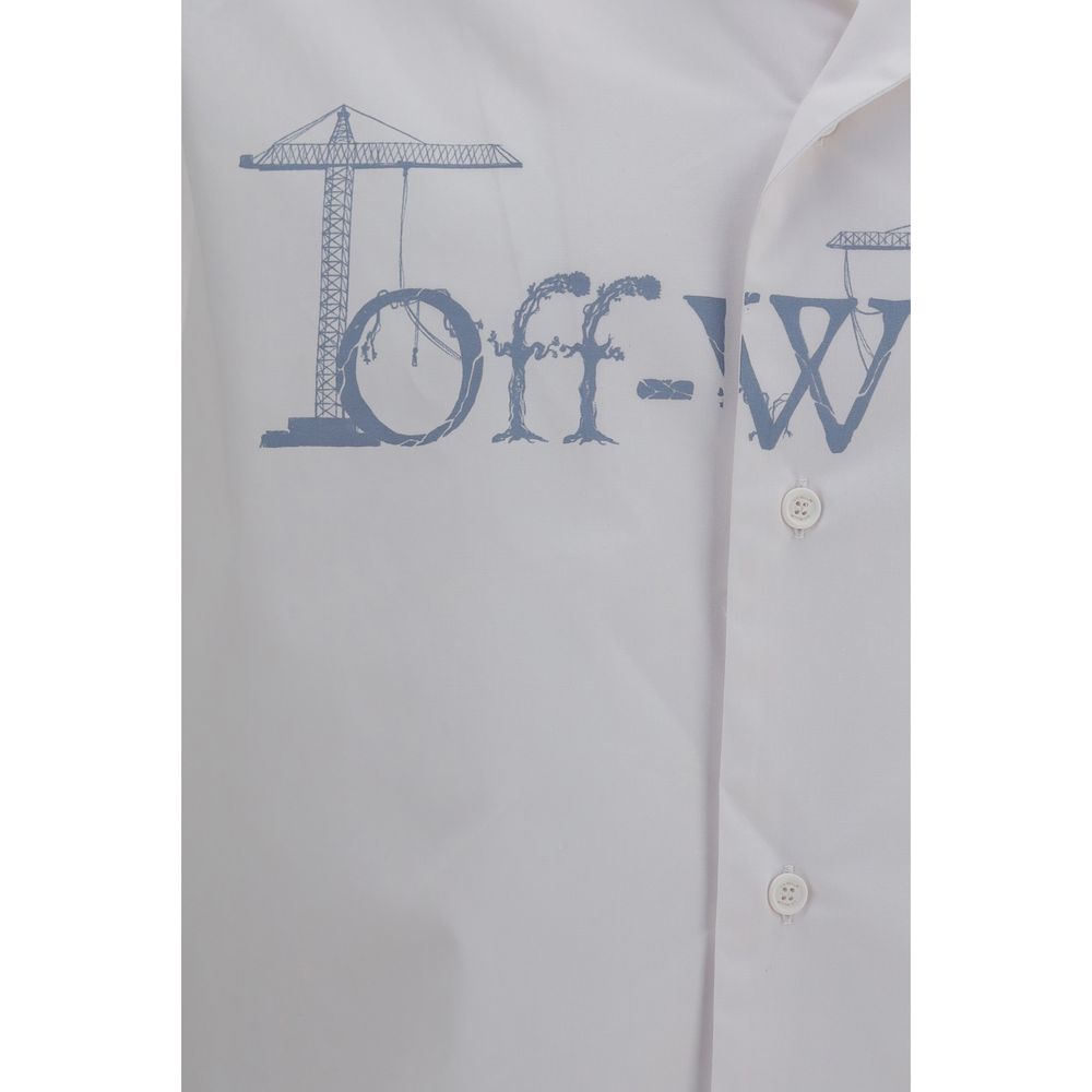 Off-White Weißes Baumwollhemd mit Muster-3