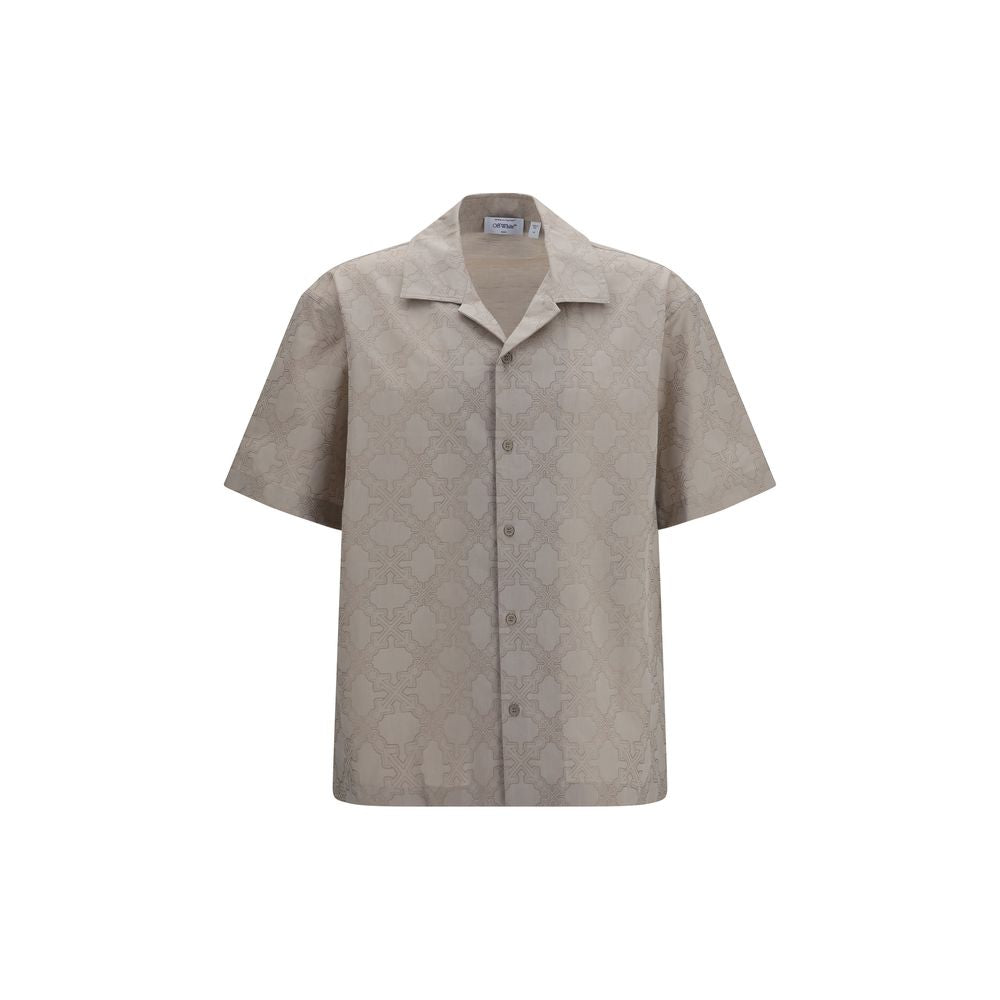 Off-White Beige Cotton Pattern Shirt-1