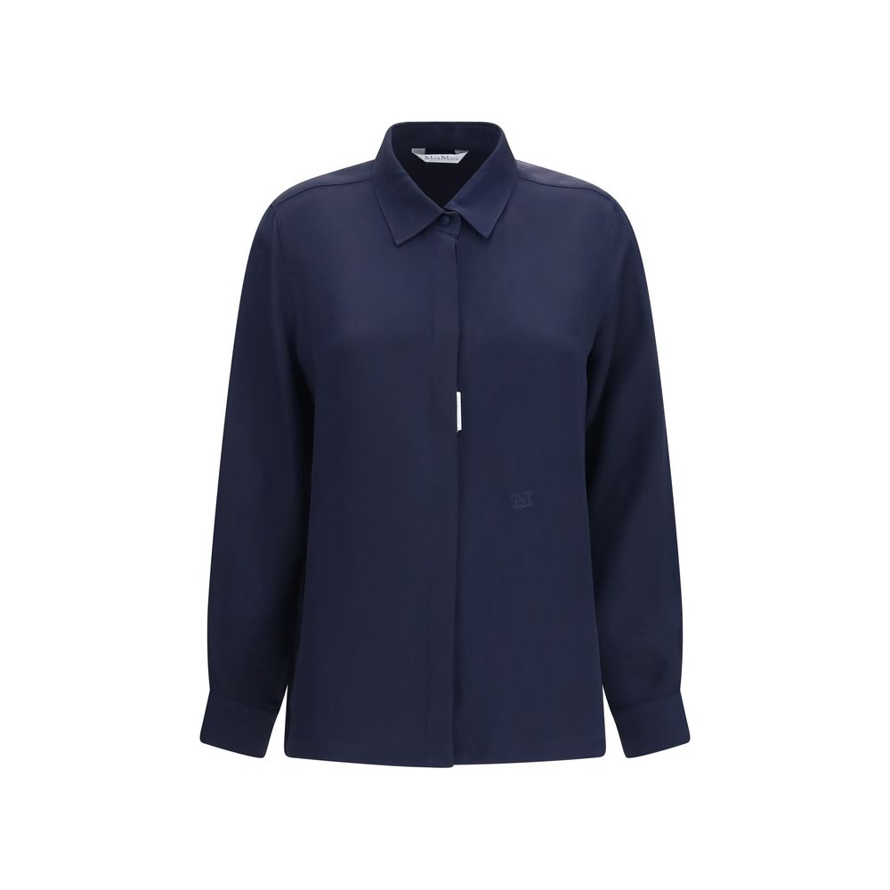 Max Mara Blaues Seidenhemd-1