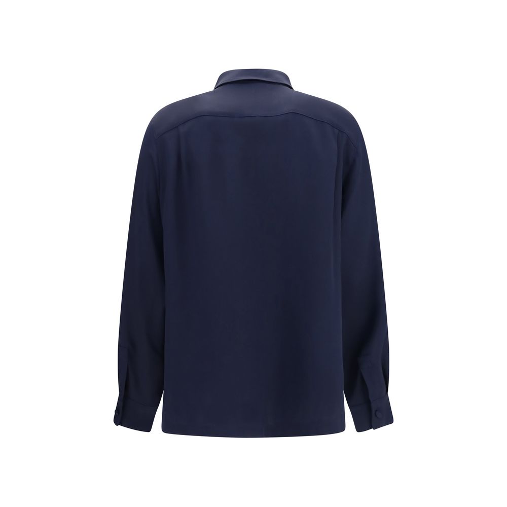 Max Mara Blaues Seidenhemd-2