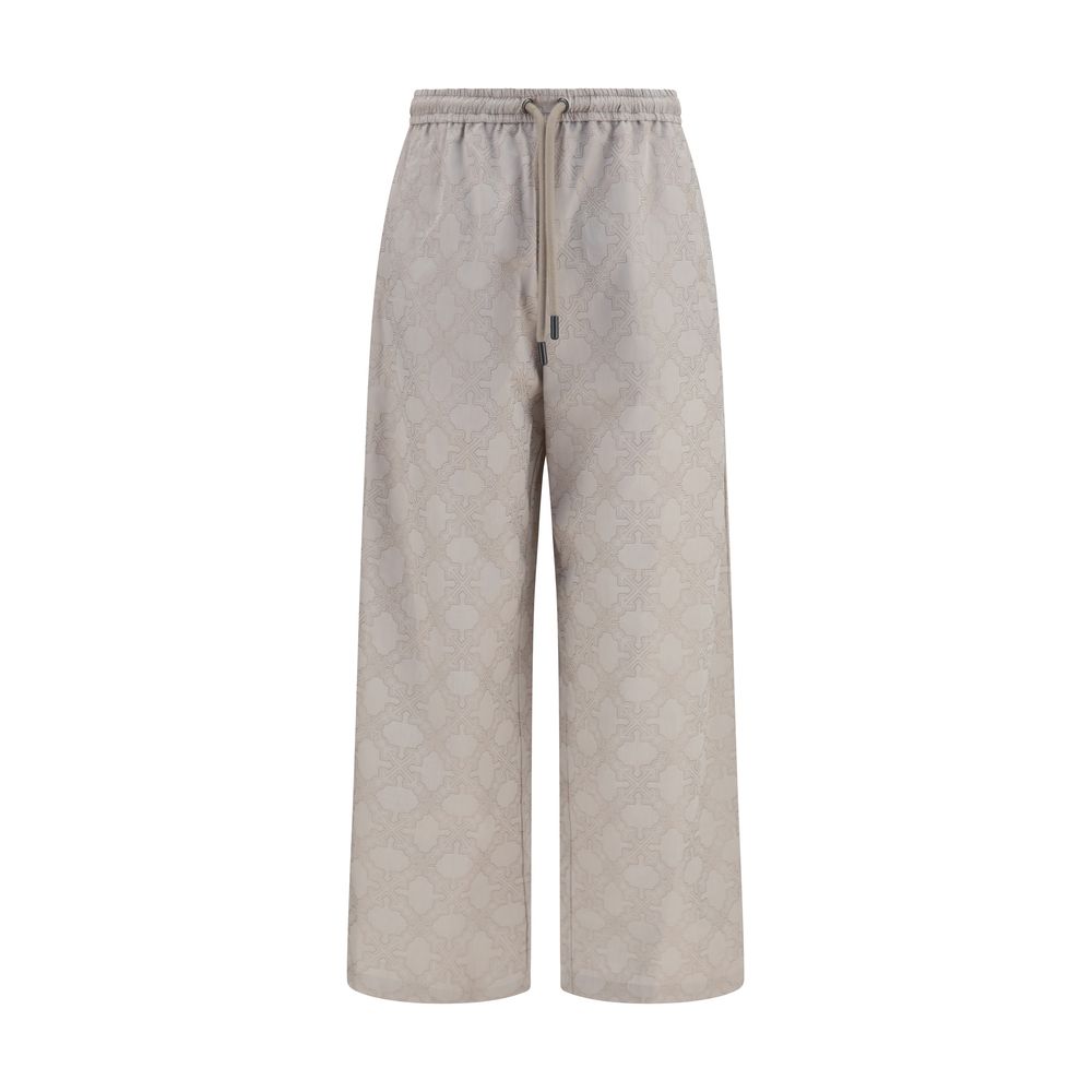 Off-White Beige Cotton Casual Pants-1