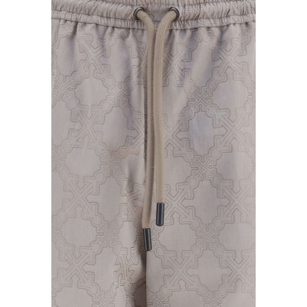 Off-White Beige Cotton Casual Pants-3
