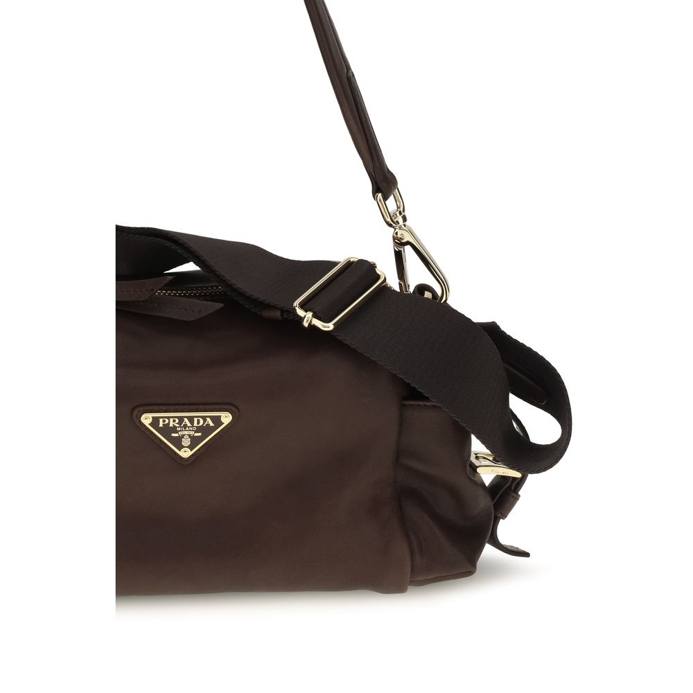 Prada Braune Napa Leder / Kalbsleder Schultertasche-4