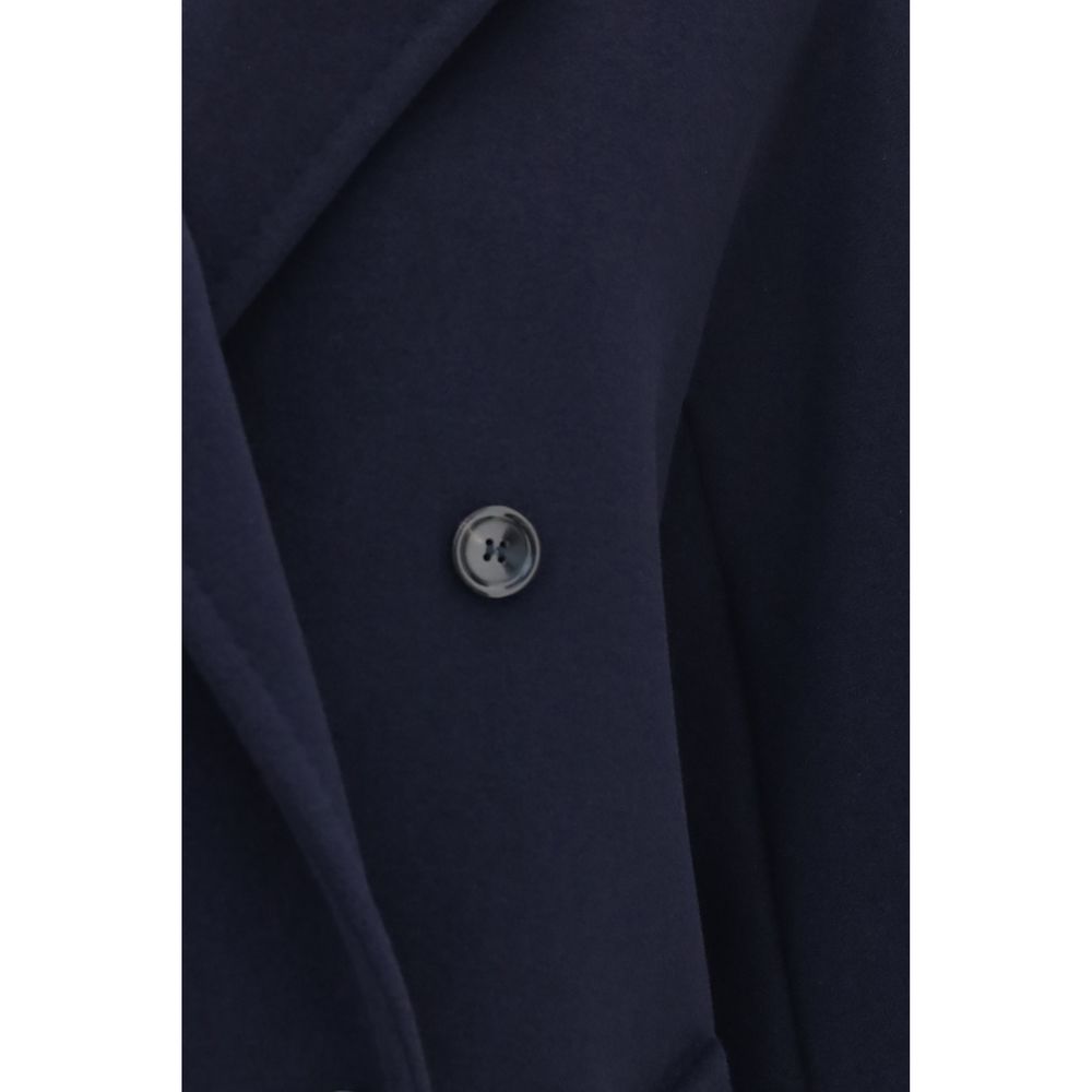 Max Mara Blaue Jacke aus Wolle Oves Aries in voller Länge-3