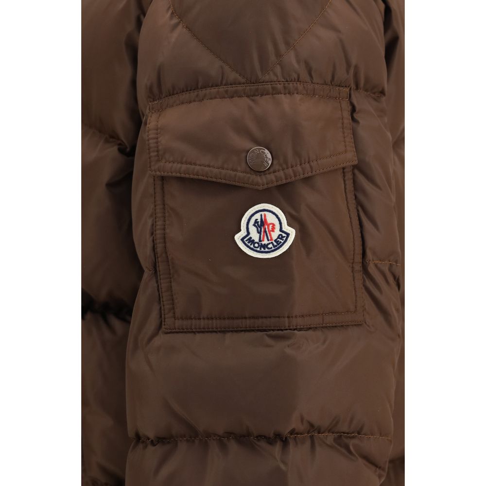 Moncler Braune Polyamid-Jacke in voller Länge-3