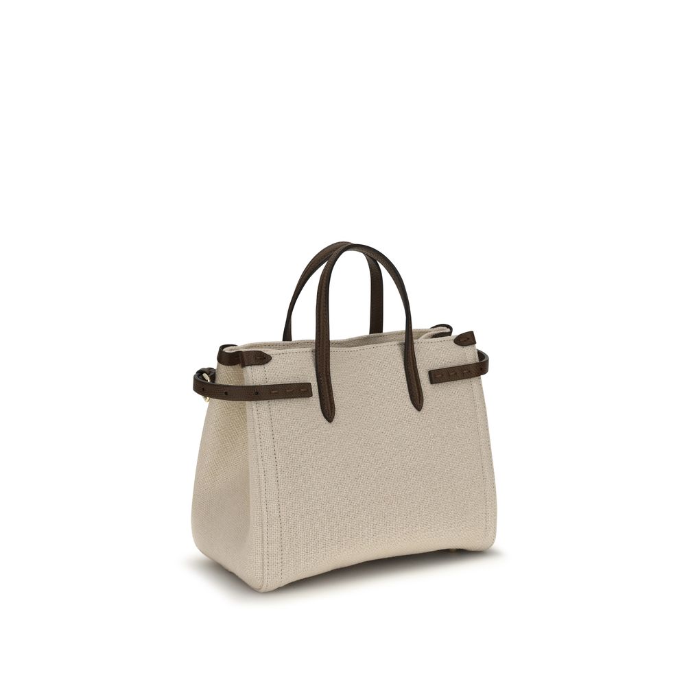 Valentino Garavani Beige Leinen Schultertasche-3