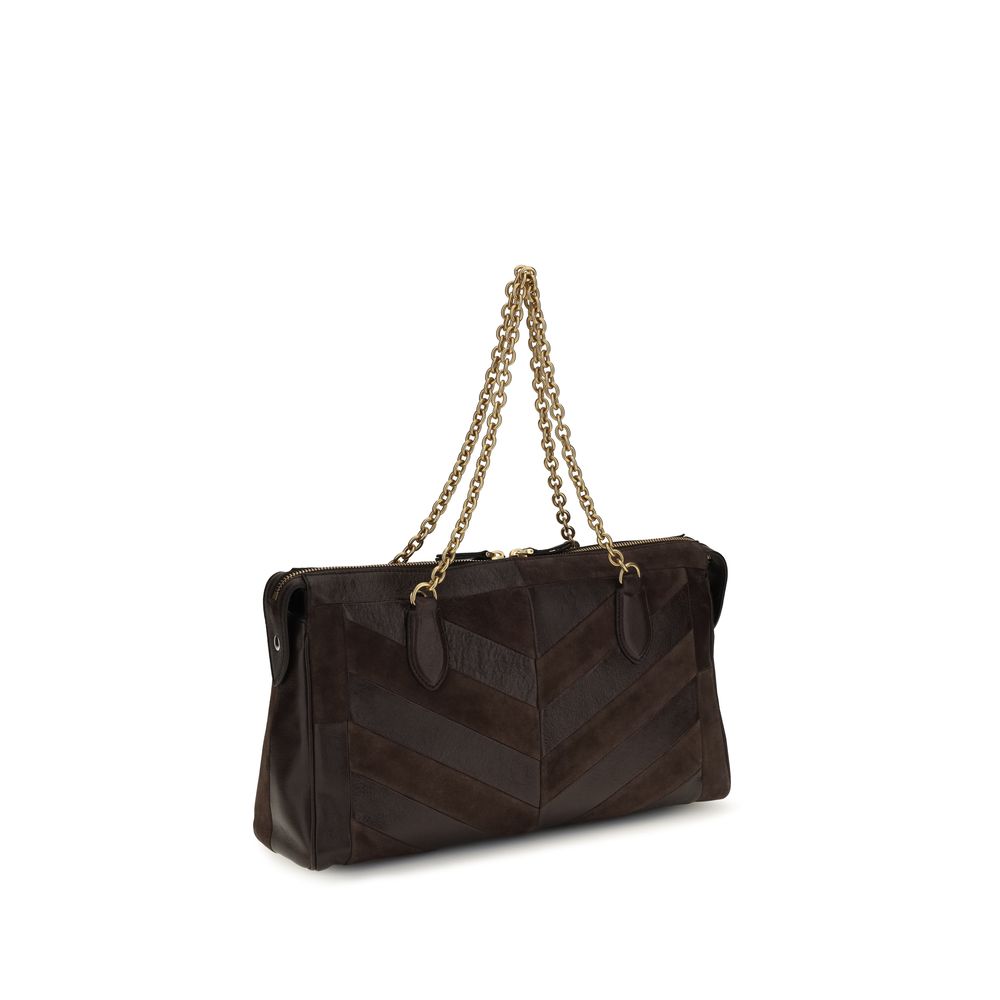 Valentino Garavani Braune Kalbsleder Bos Taurus Schultertasche-3
