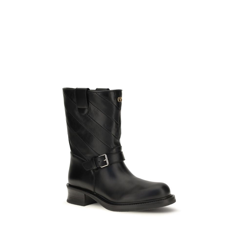 Valentino Garavani Schwarze Ankle Boots aus Kalbsleder Bos Taurus-2