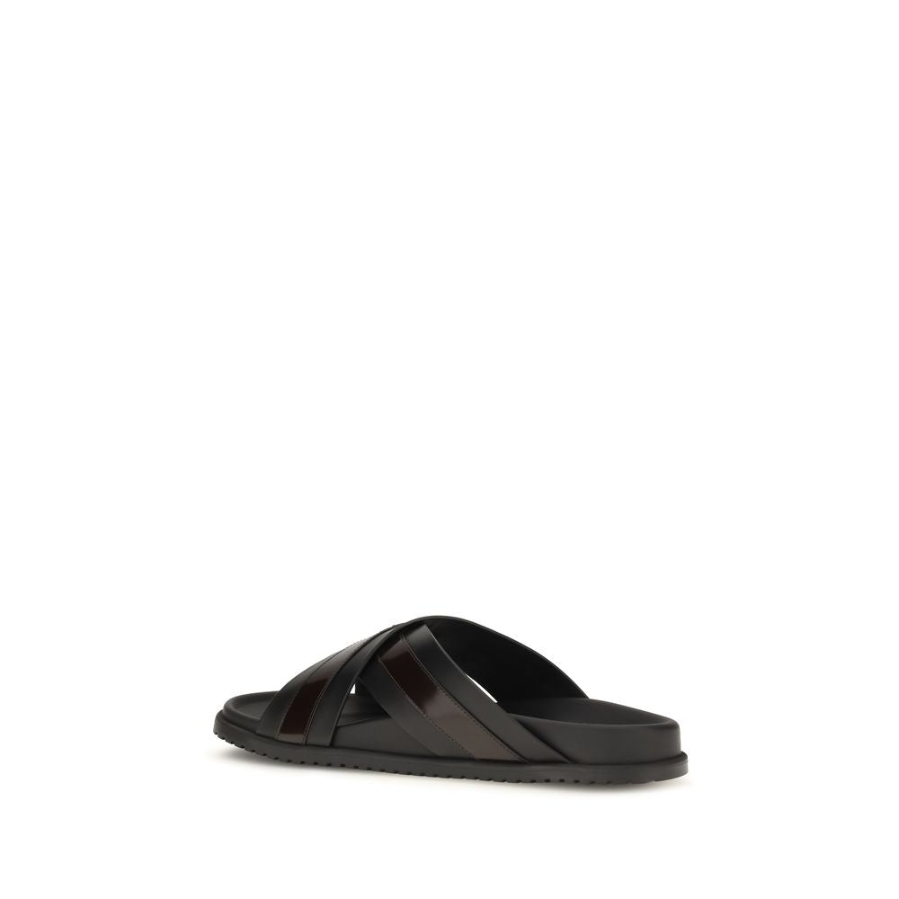 Dolce & Gabbana Schwarze Bos Taurus Sandalen aus Kalbsleder-3