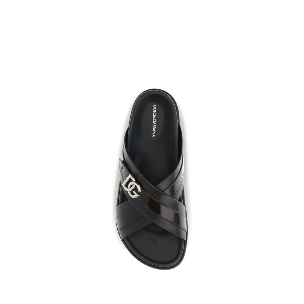 Dolce & Gabbana Schwarze Bos Taurus Sandalen aus Kalbsleder-4