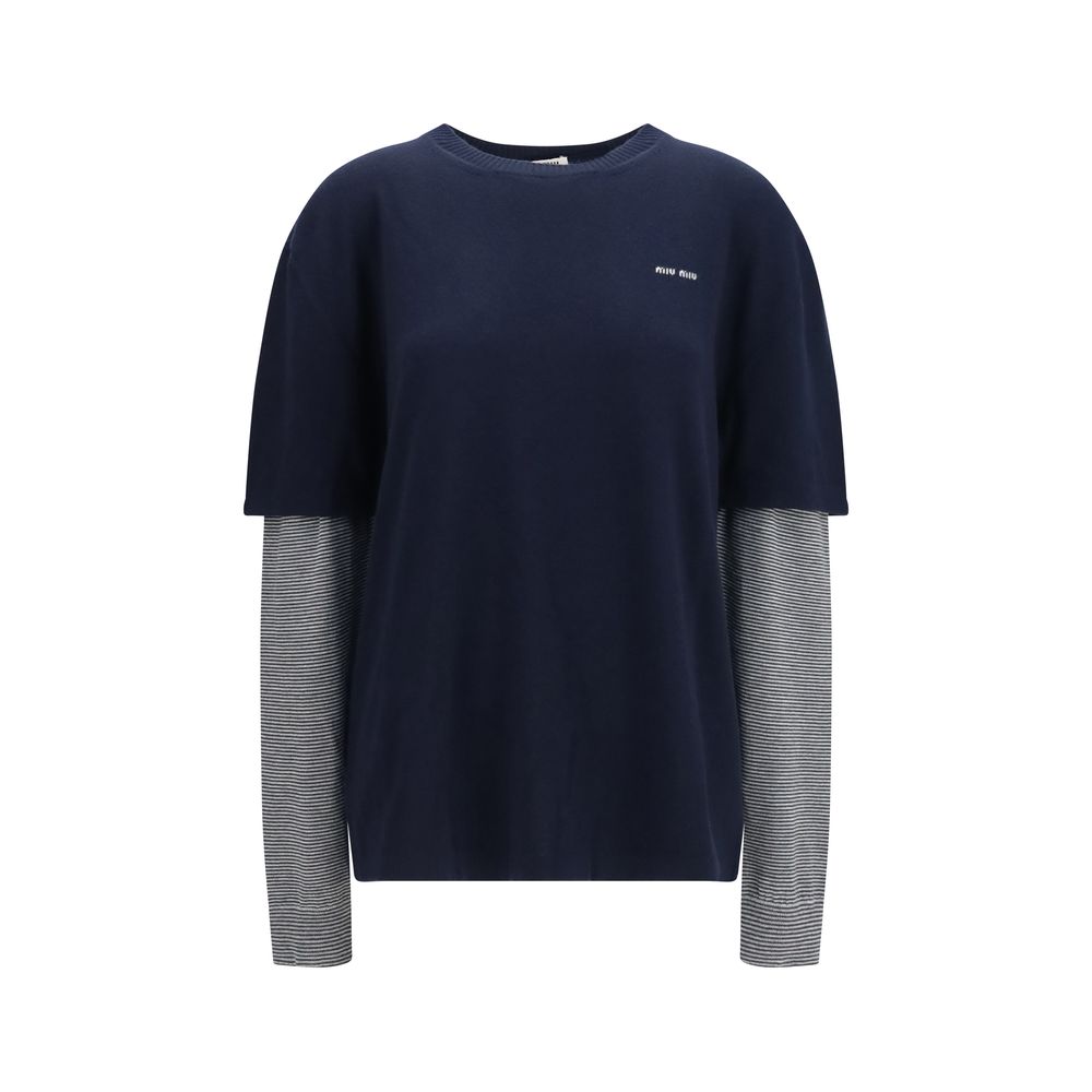 Miu Miu Blauer Wollpullover Oves Aries-1