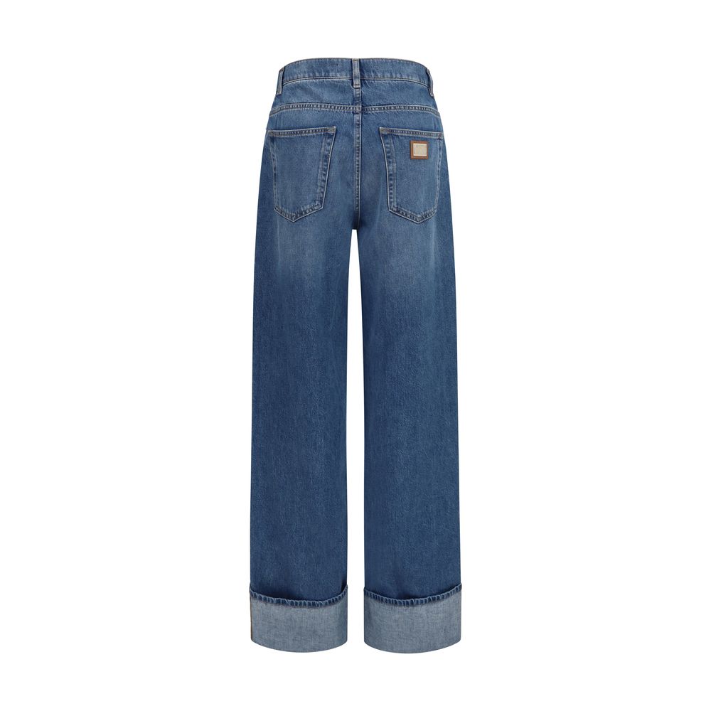 Dolce & Gabbana Blaue Jeans aus Baumwolle im geraden Schnitt-2