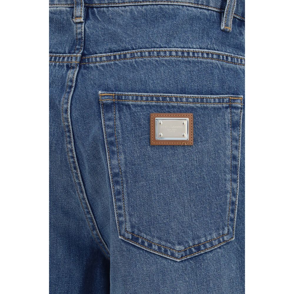 Dolce & Gabbana Blaue Jeans aus Baumwolle im geraden Schnitt-3
