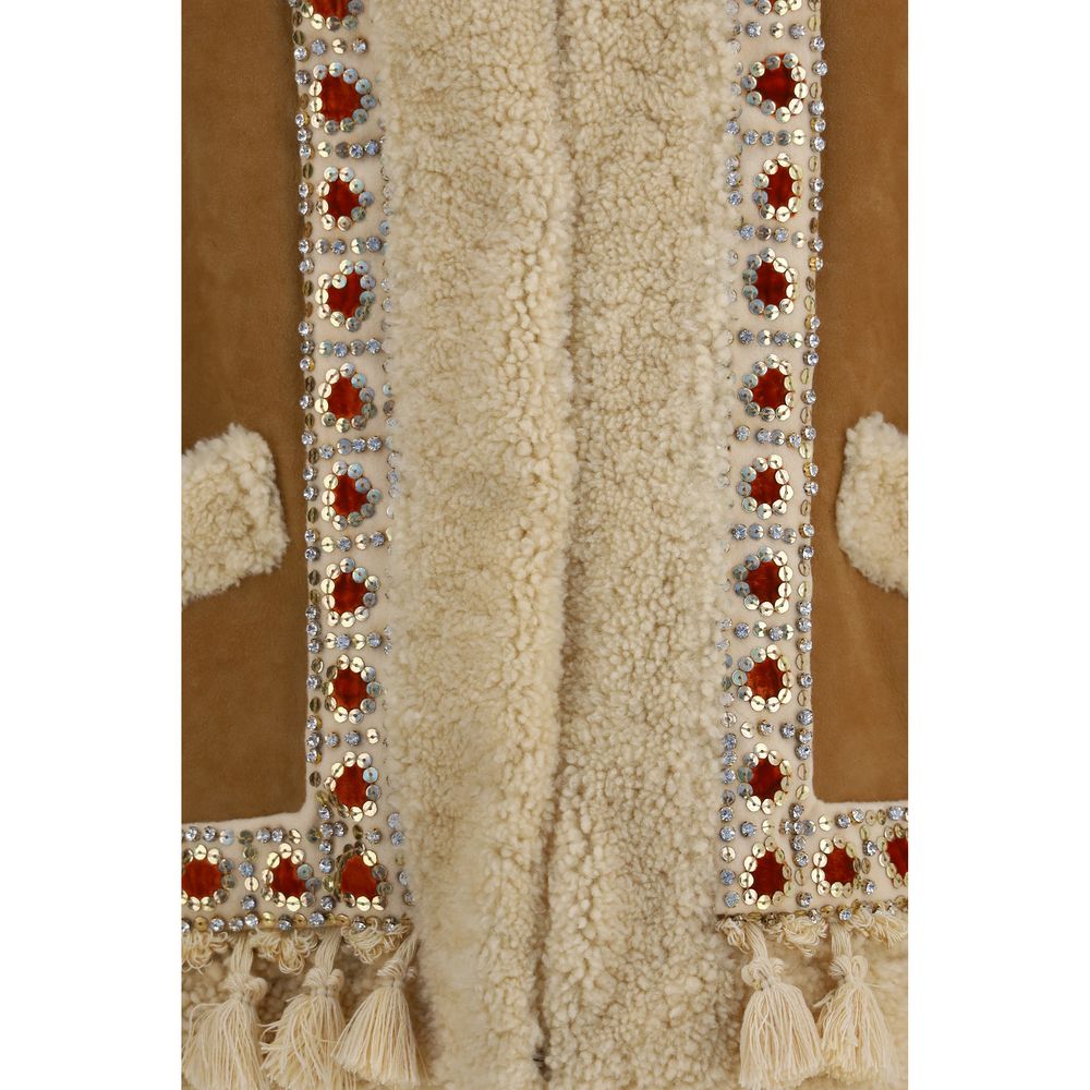 Valentino Garavani Ärmellose Jacke aus Lammleder in Beige Ovis Aries Aries-3