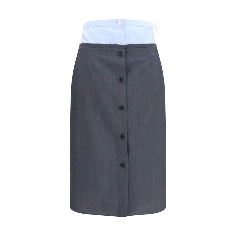 Prada Grauer Baumwoll-Midirock-1