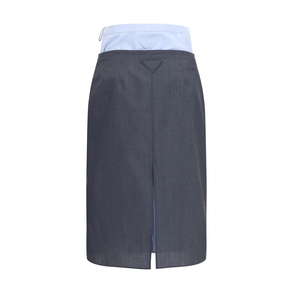 Prada Grauer Baumwoll-Midirock-2