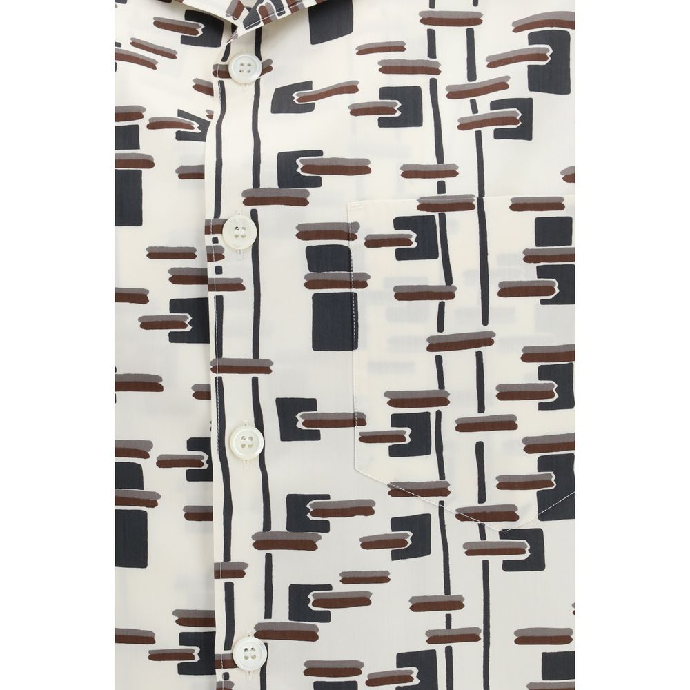 Prada Beige Cotton Pattern Shirt-3