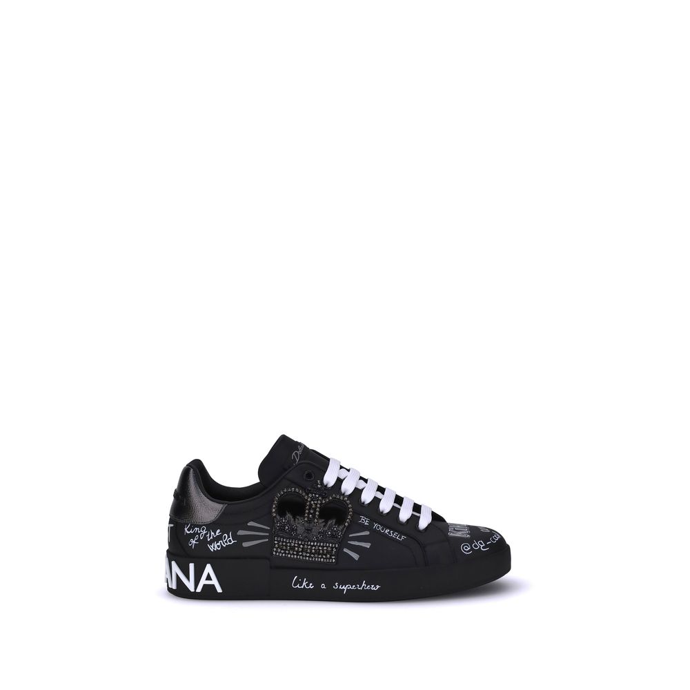 Dolce & Gabbana Schwarze Bos Taurus Kalbsleder Sneaker-1