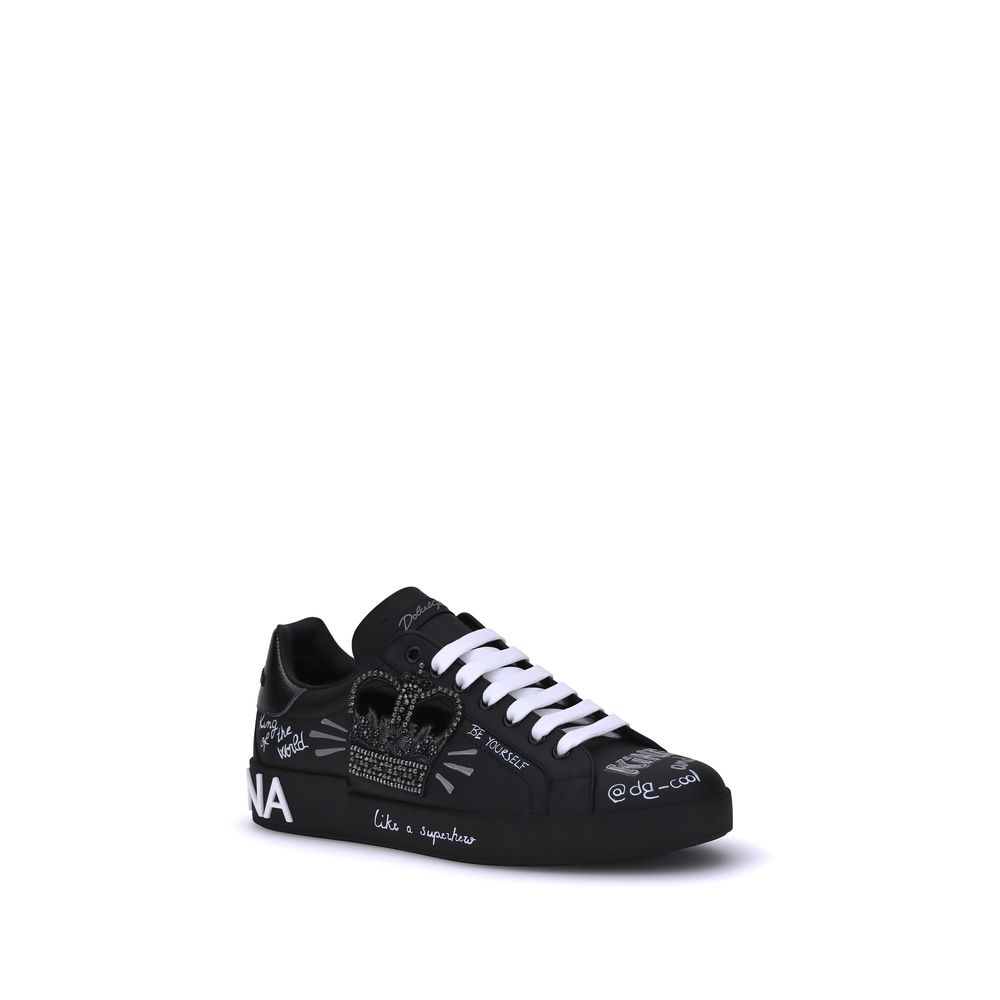 Dolce & Gabbana Schwarze Bos Taurus Kalbsleder Sneaker-2