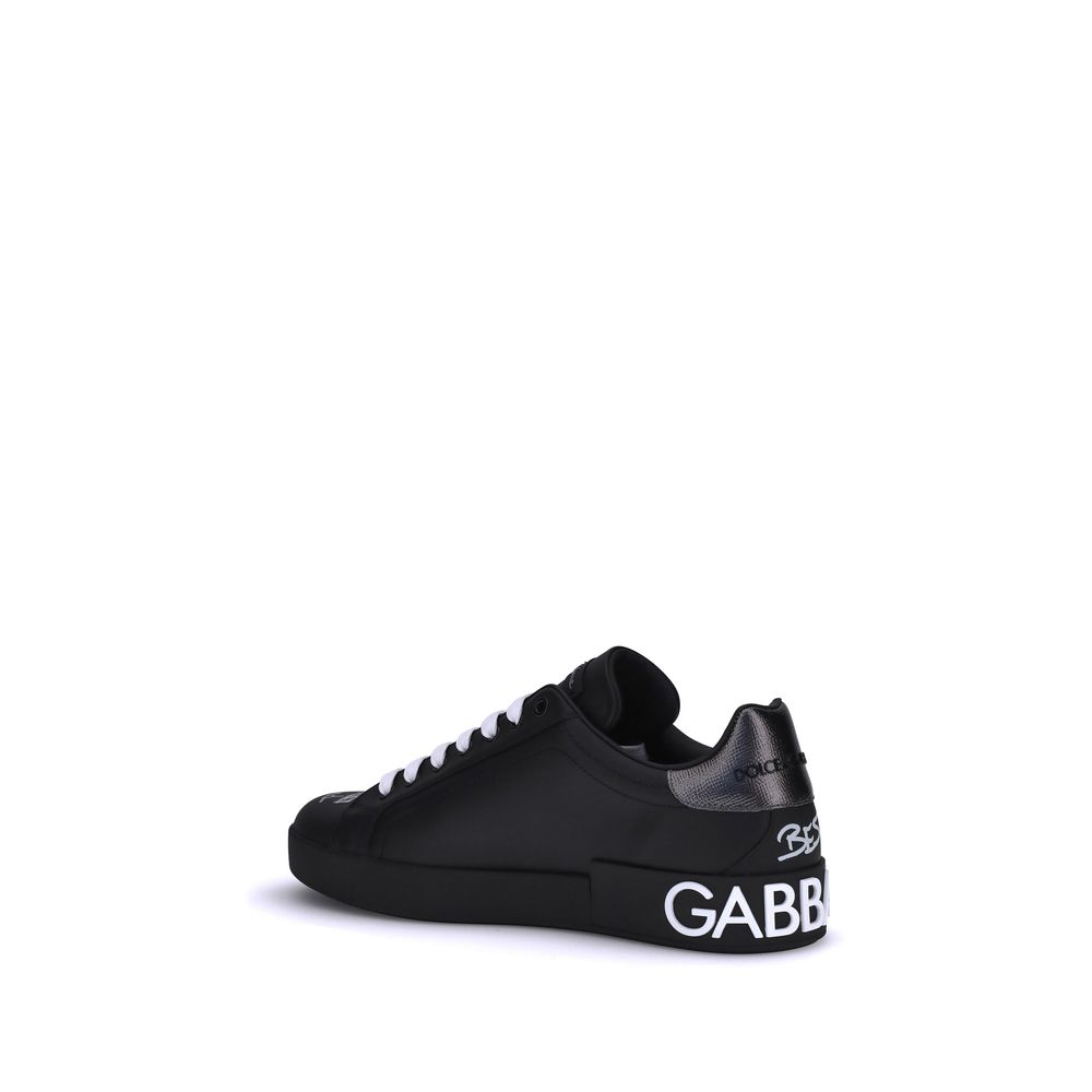 Dolce & Gabbana Schwarze Bos Taurus Kalbsleder Sneaker-3
