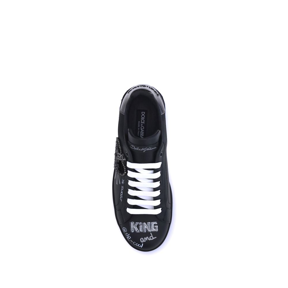 Dolce & Gabbana Schwarze Bos Taurus Kalbsleder Sneaker-4