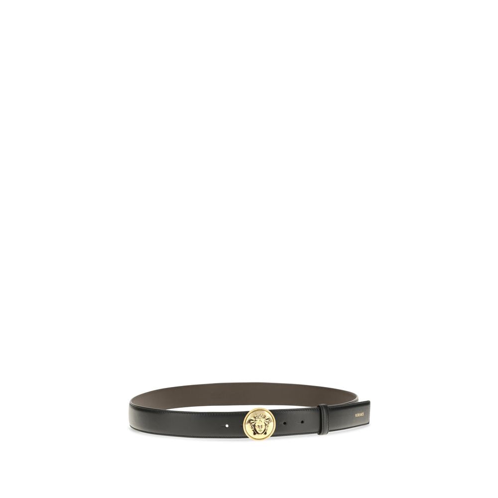 Versace Schwarzer Kalbsleder Bos Taurus Regular Gürtel-2
