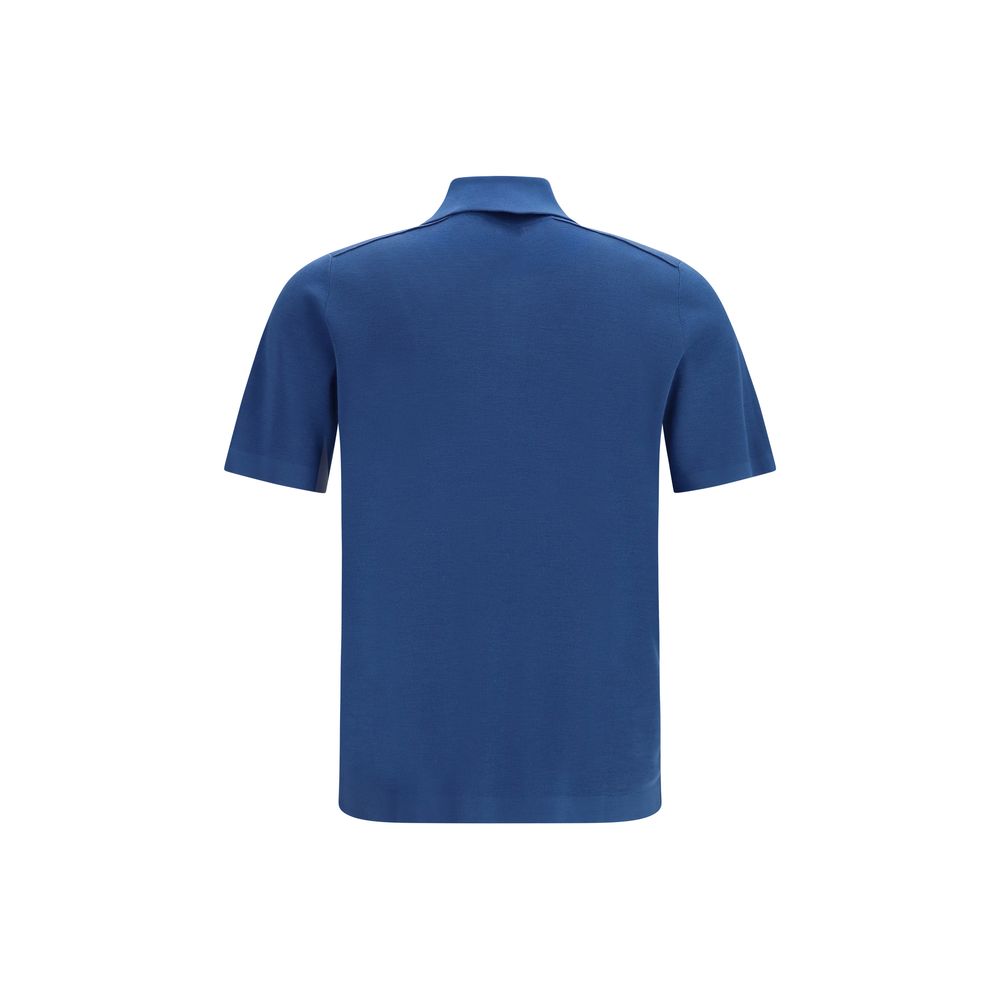 Burberry Blue Wool Oves Aries Polohemd-2