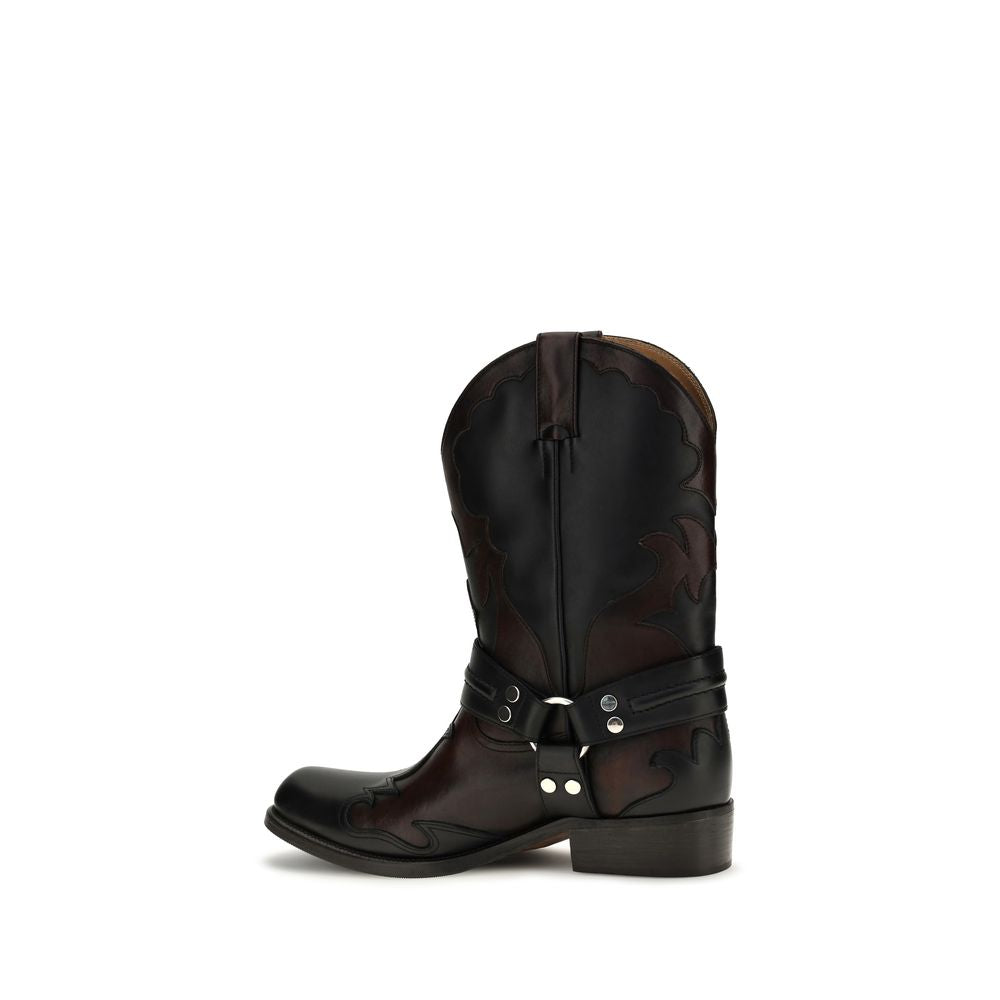 Versace Schwarze Bos Taurus Kalbsleder-Stiefel-3