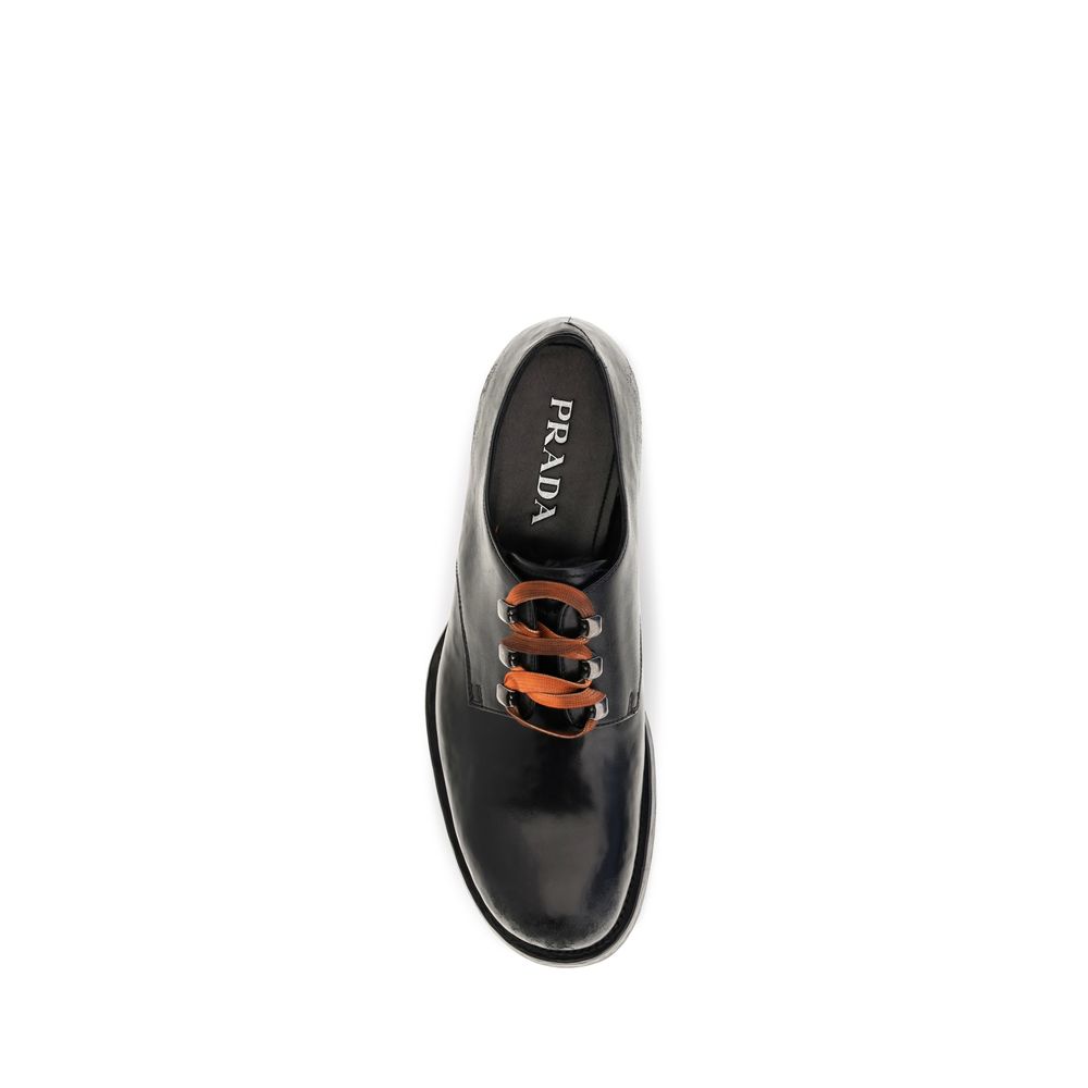 Prada Schwarze Kalbsleder Bos Taurus Oxfords und Derbys-4