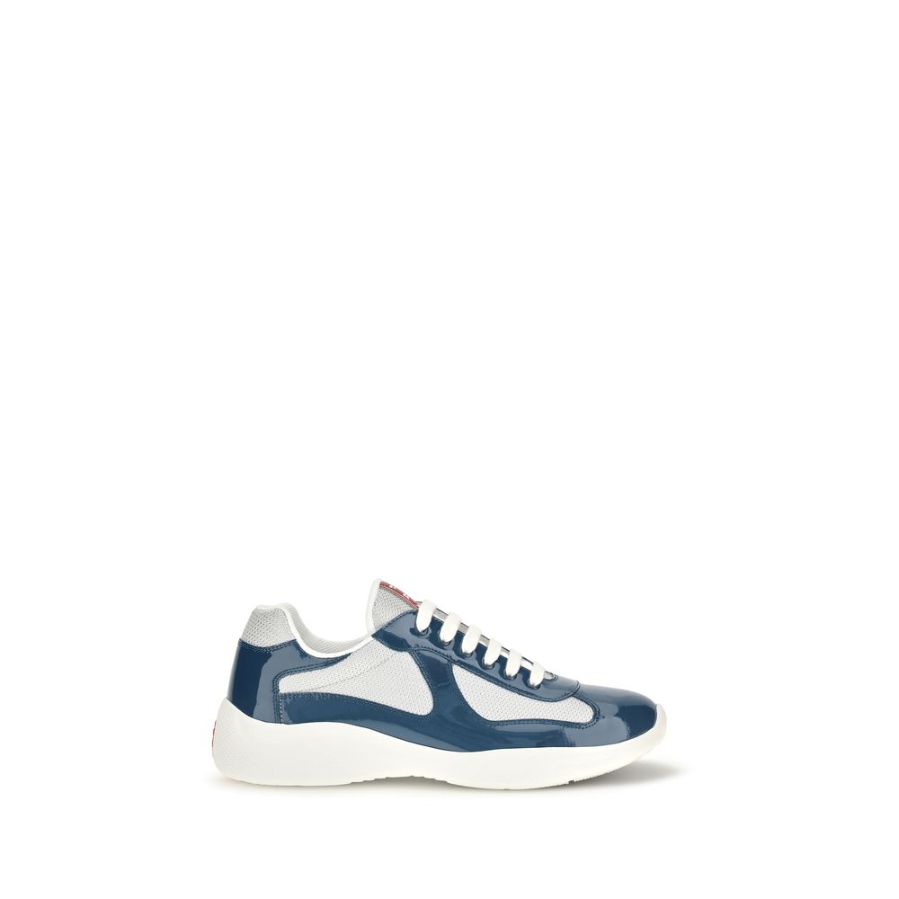 Prada Blaue Kalbsleder Bos Taurus Sportschuhe