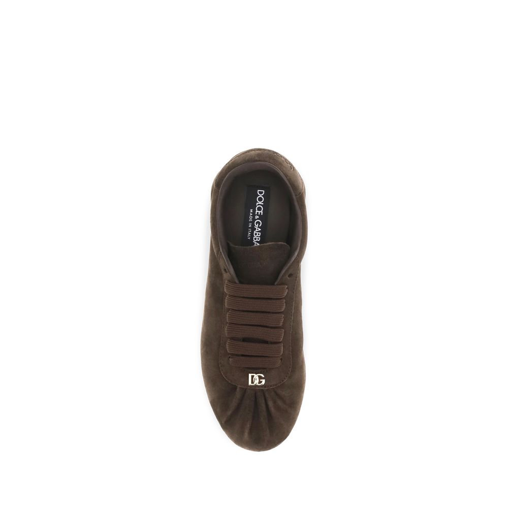 Dolce & Gabbana Braune Wildleder-Sneaker mit niedrigem Schaft-4