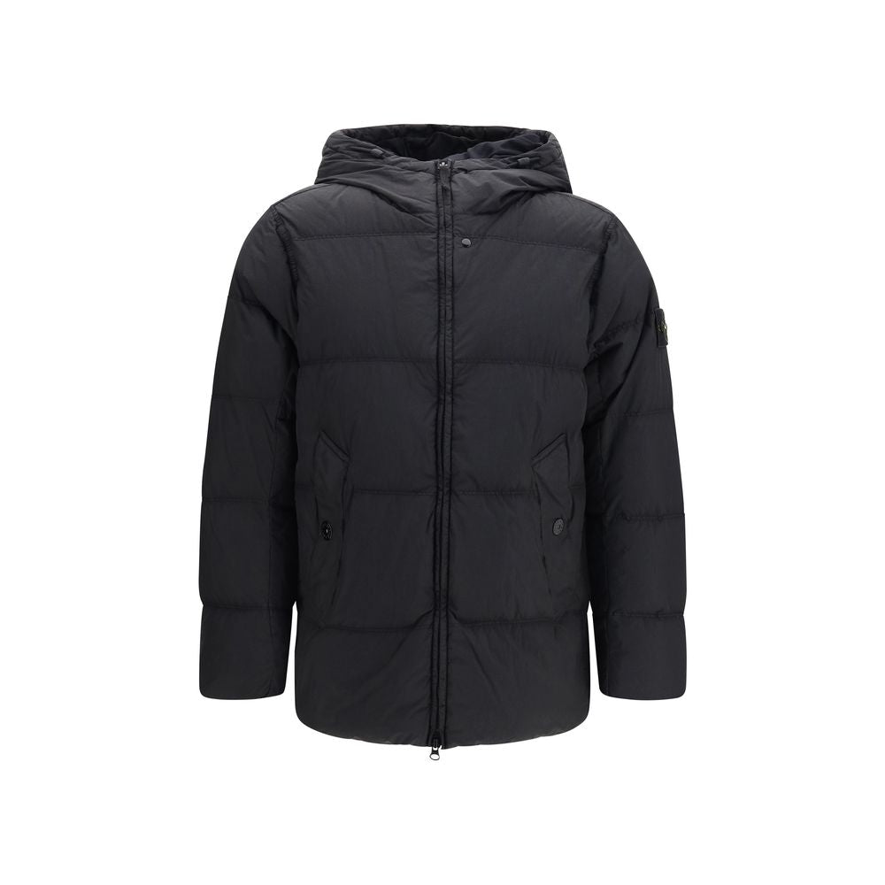 Stone Island Schwarze Daunenjacke aus Gänsedaunen, durchgehend