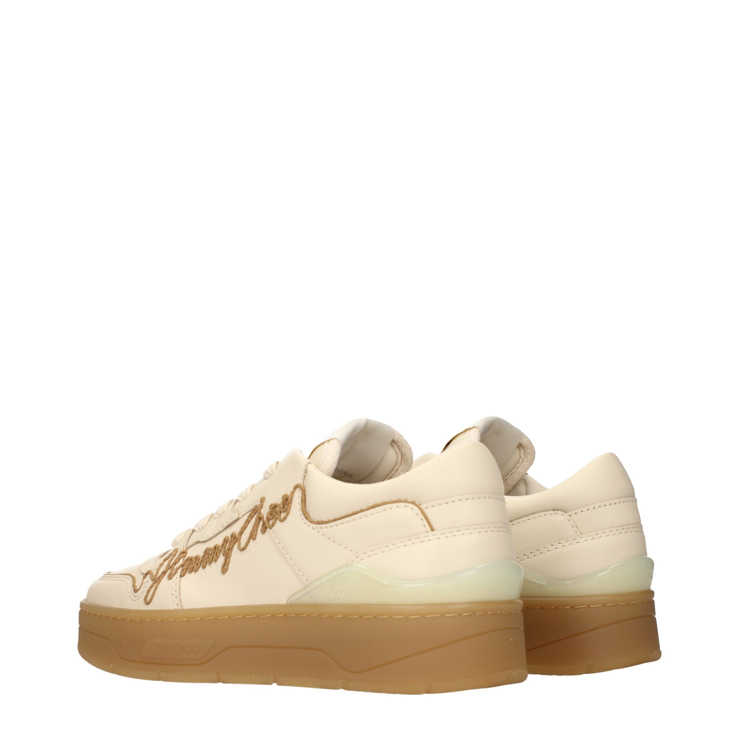 Jimmy Choo Beige Leather Low Top Sneakers-4