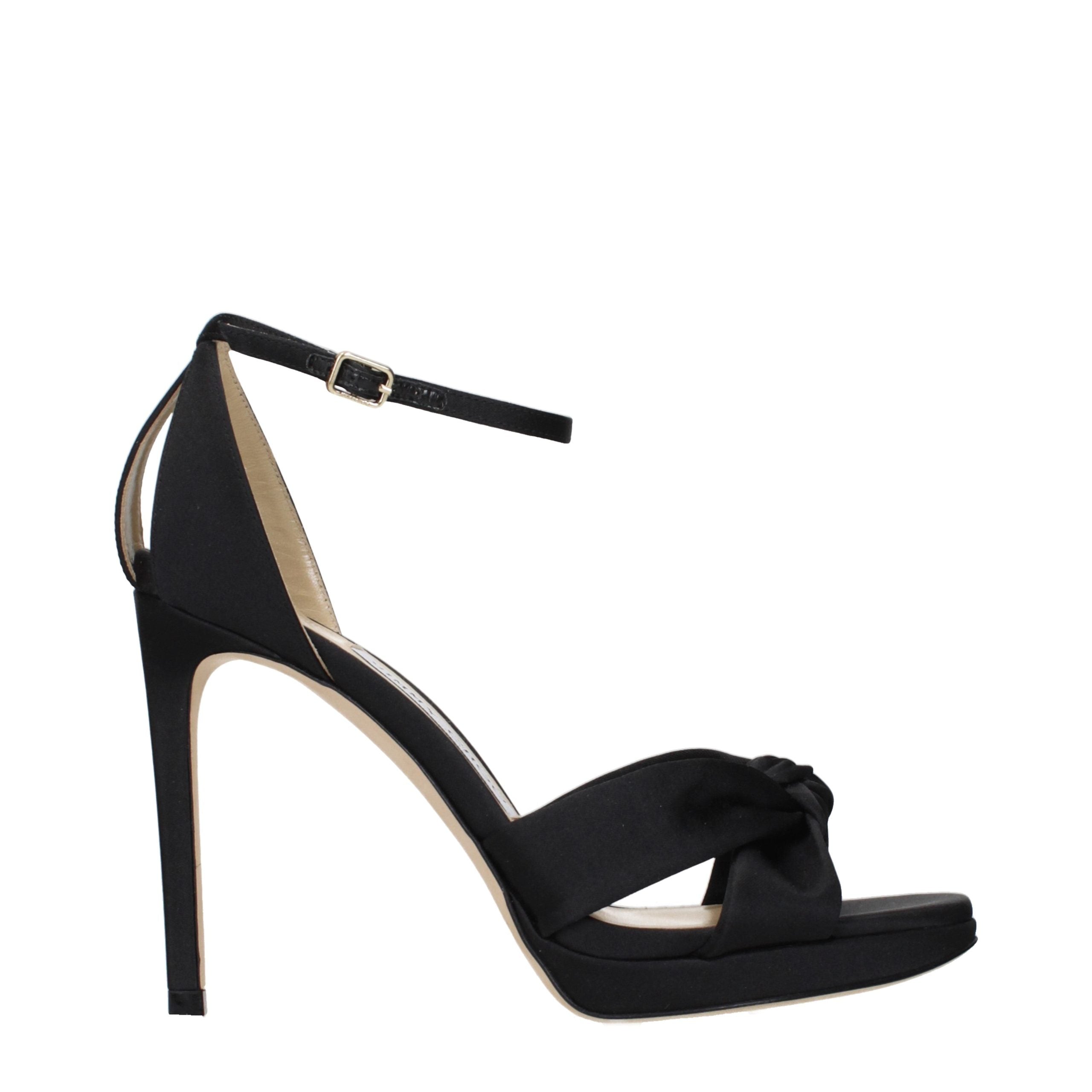 Jimmy Choo Schwarze Satin-Plateau-Sandalen-1