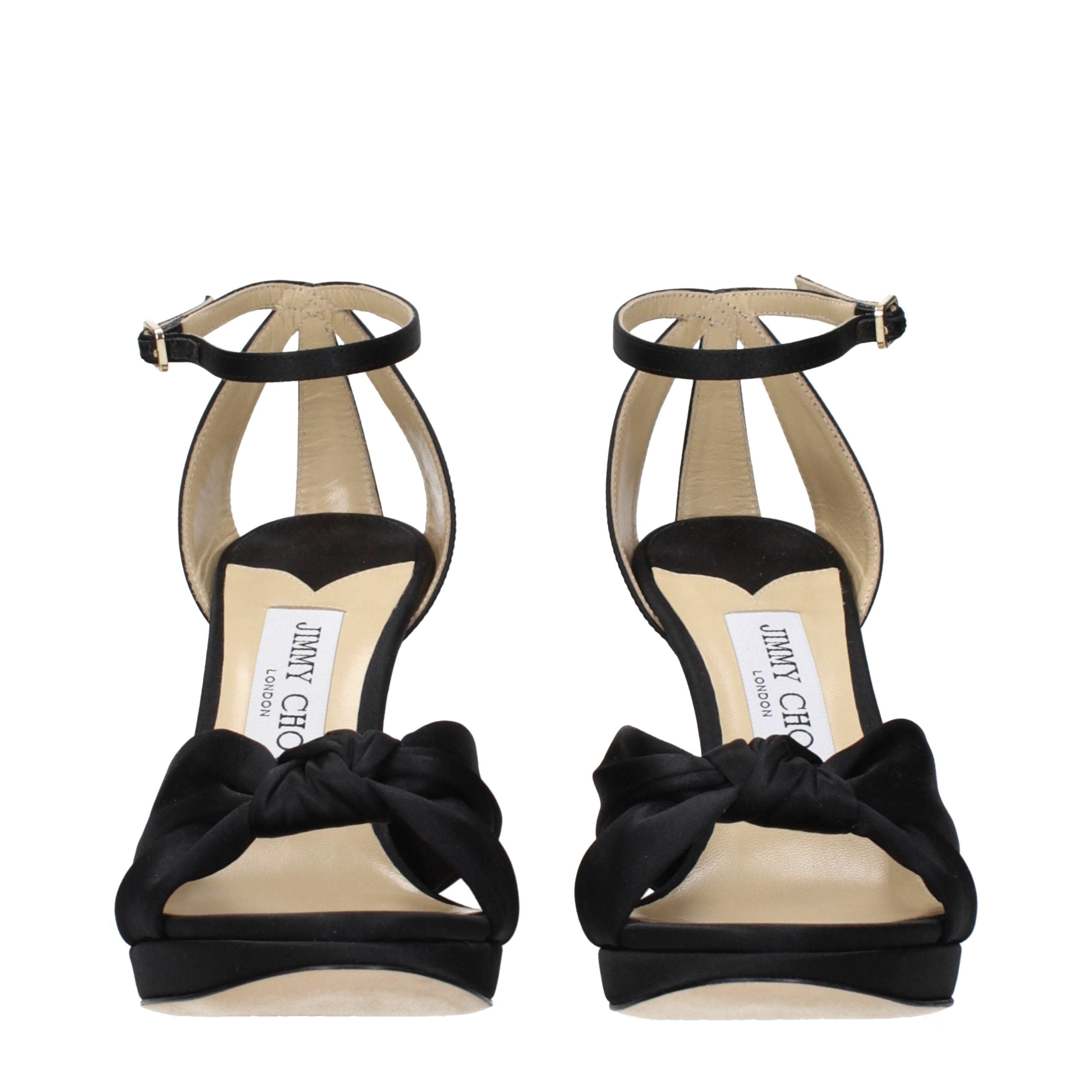 Jimmy Choo Schwarze Satin-Plateau-Sandalen-3