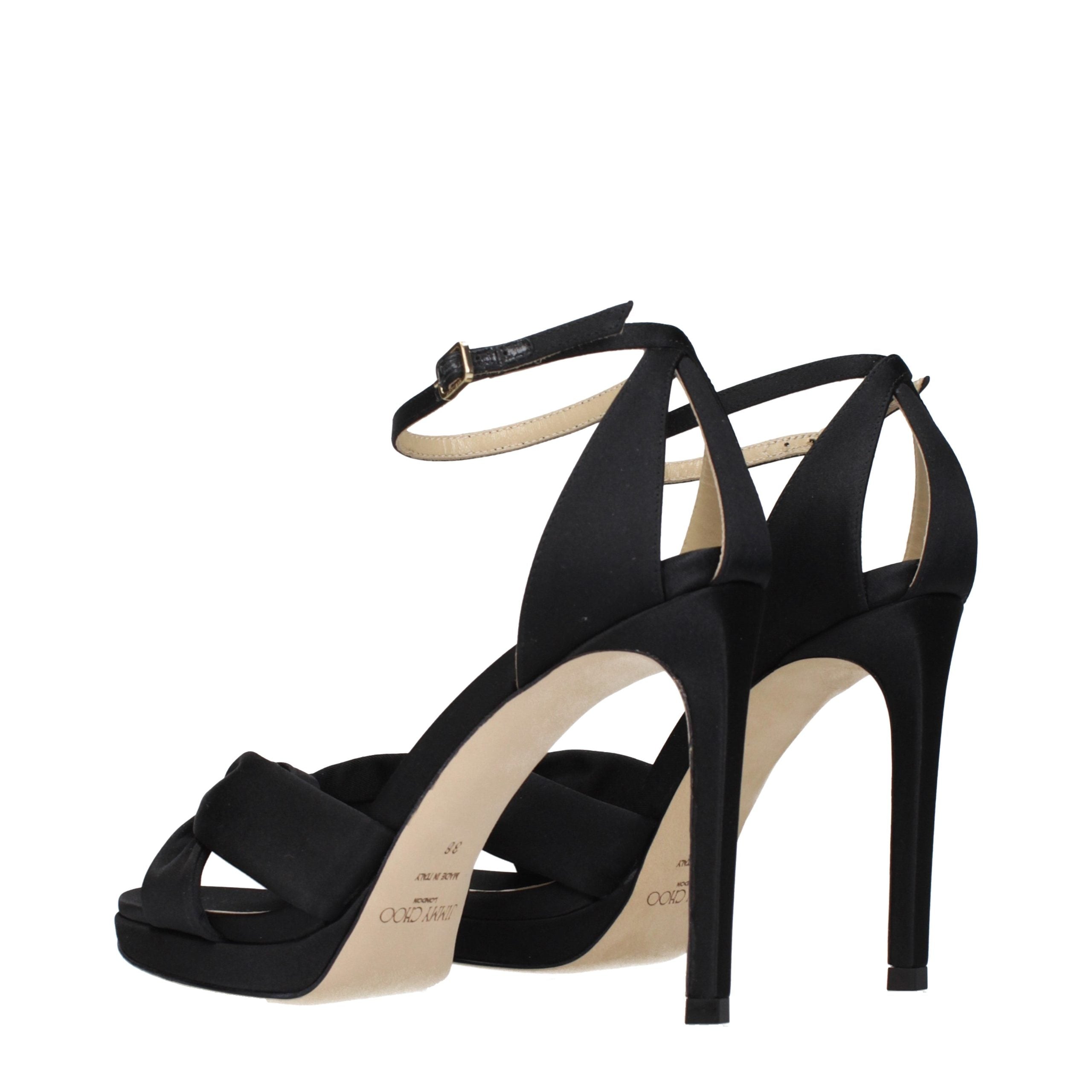 Jimmy Choo Schwarze Satin-Plateau-Sandalen-4