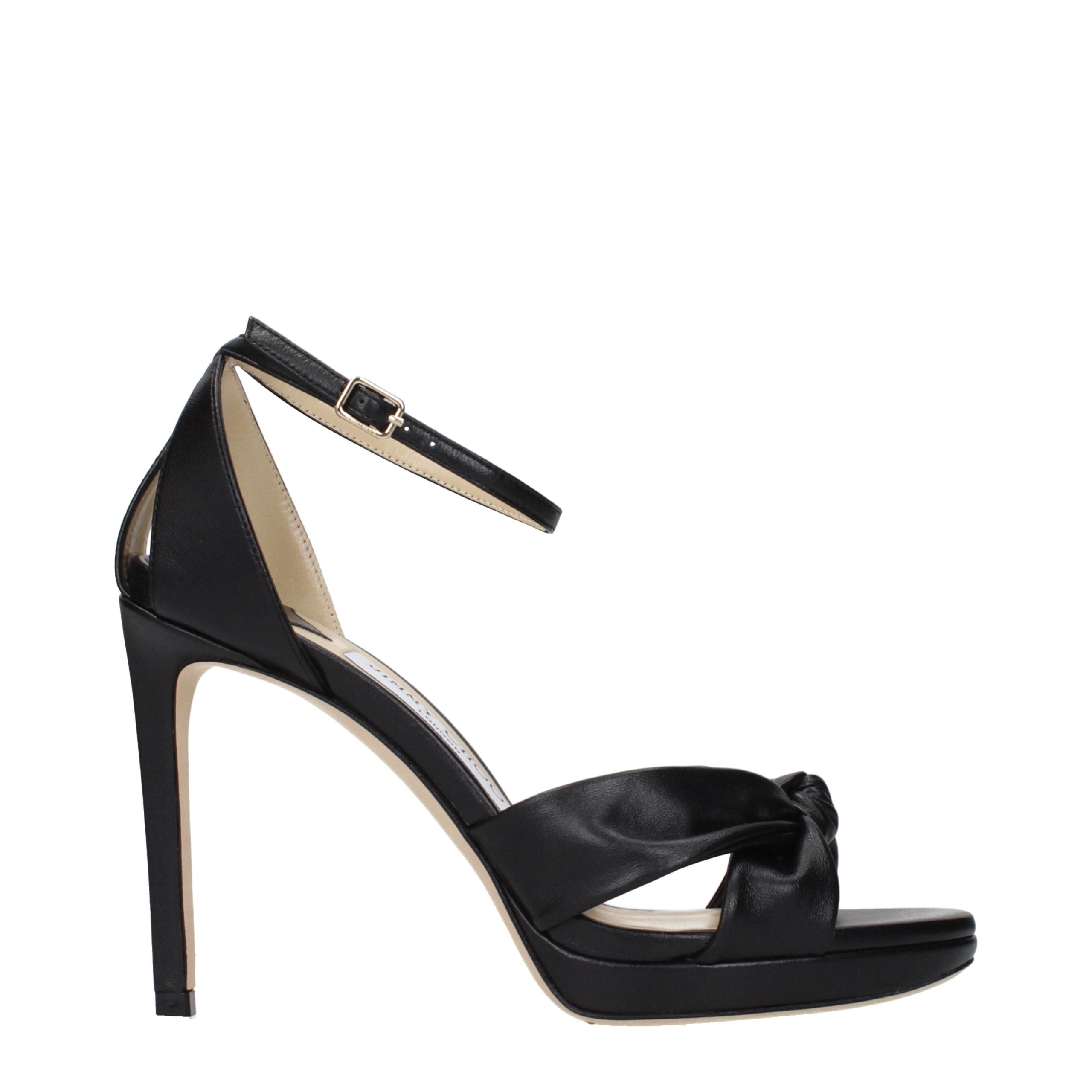 Jimmy Choo Schwarze Leder Plateau-Sandalen-1