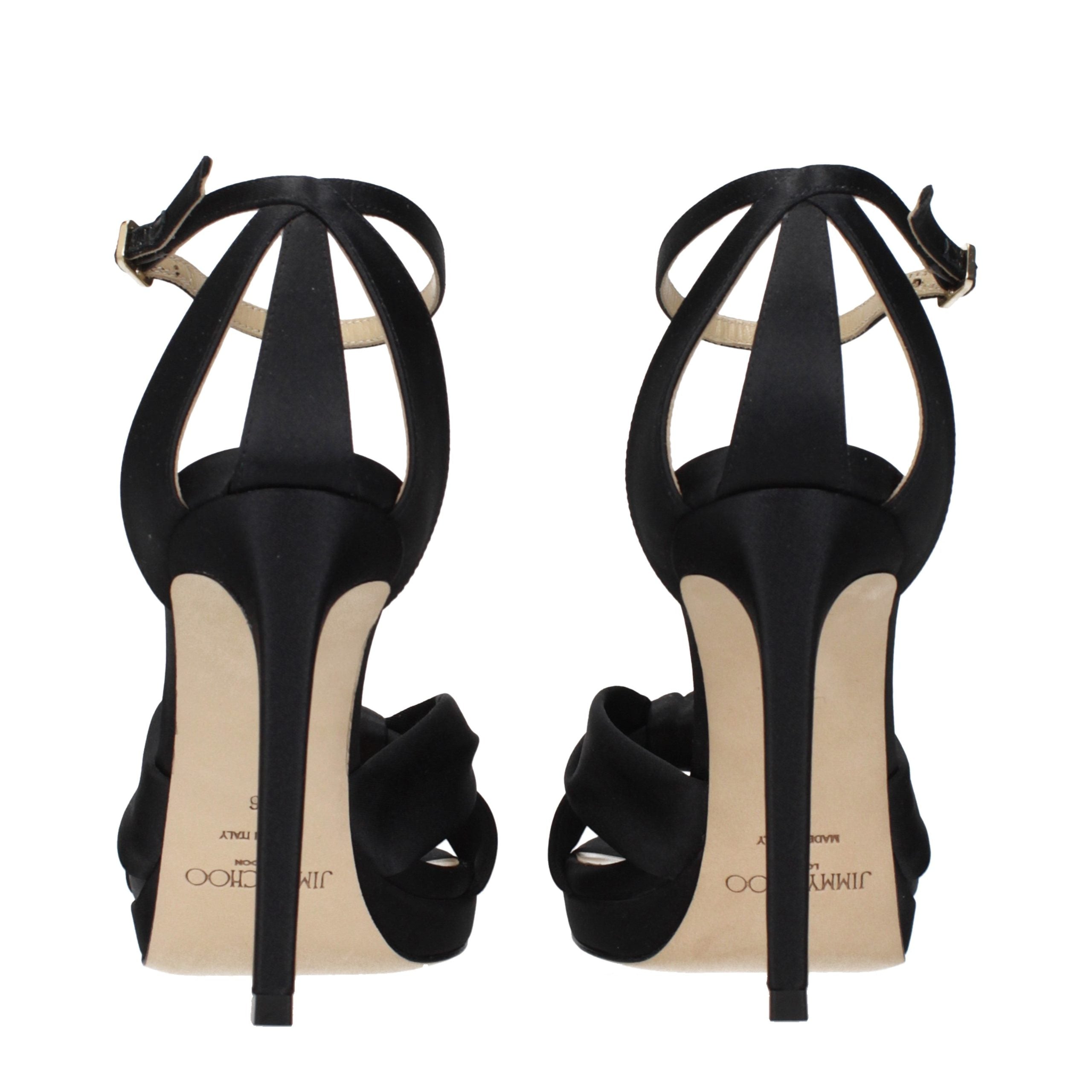 Jimmy Choo Schwarze Satin-Plateau-Sandalen-5
