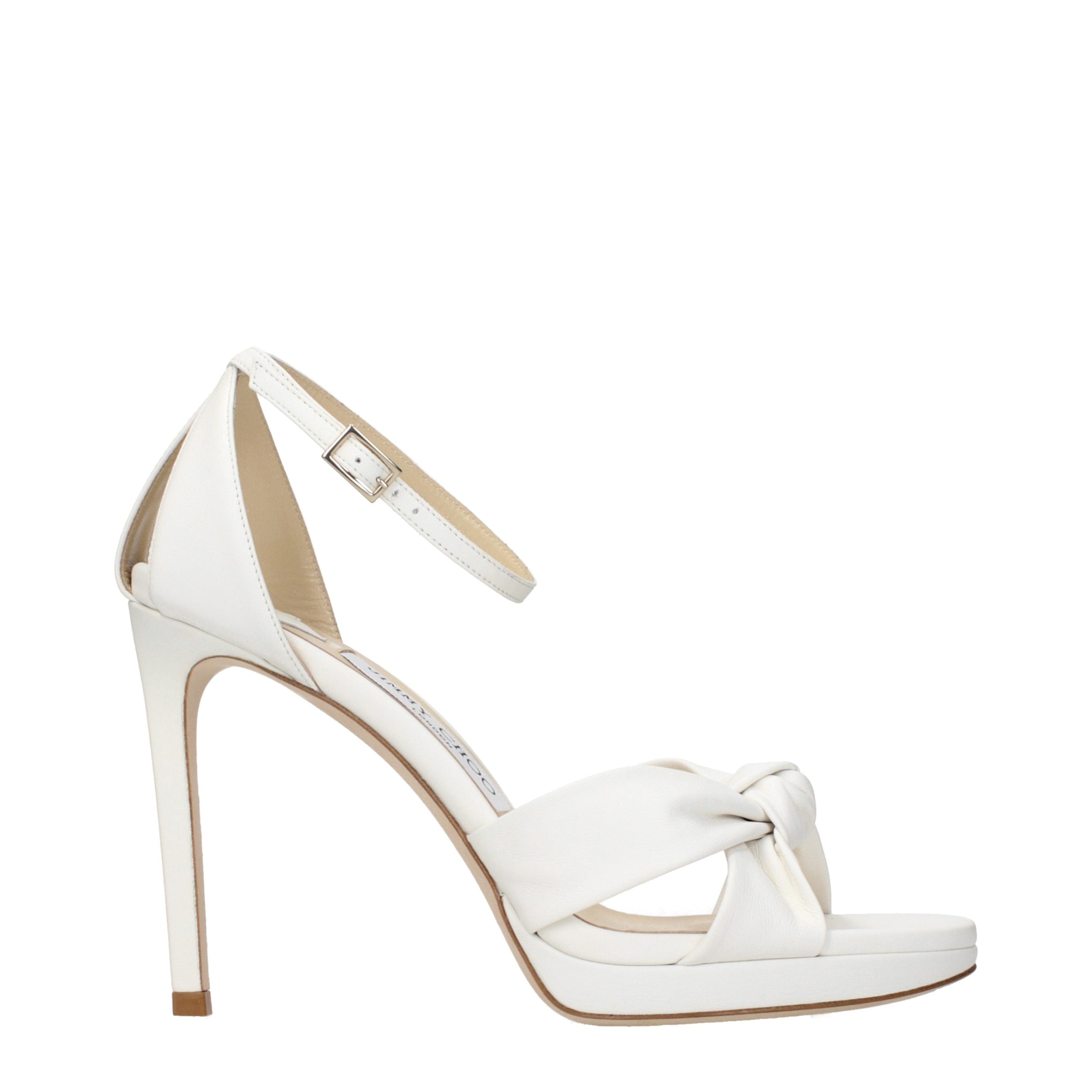 Jimmy Choo Weiße Leder-Plateau-Sandalen-1