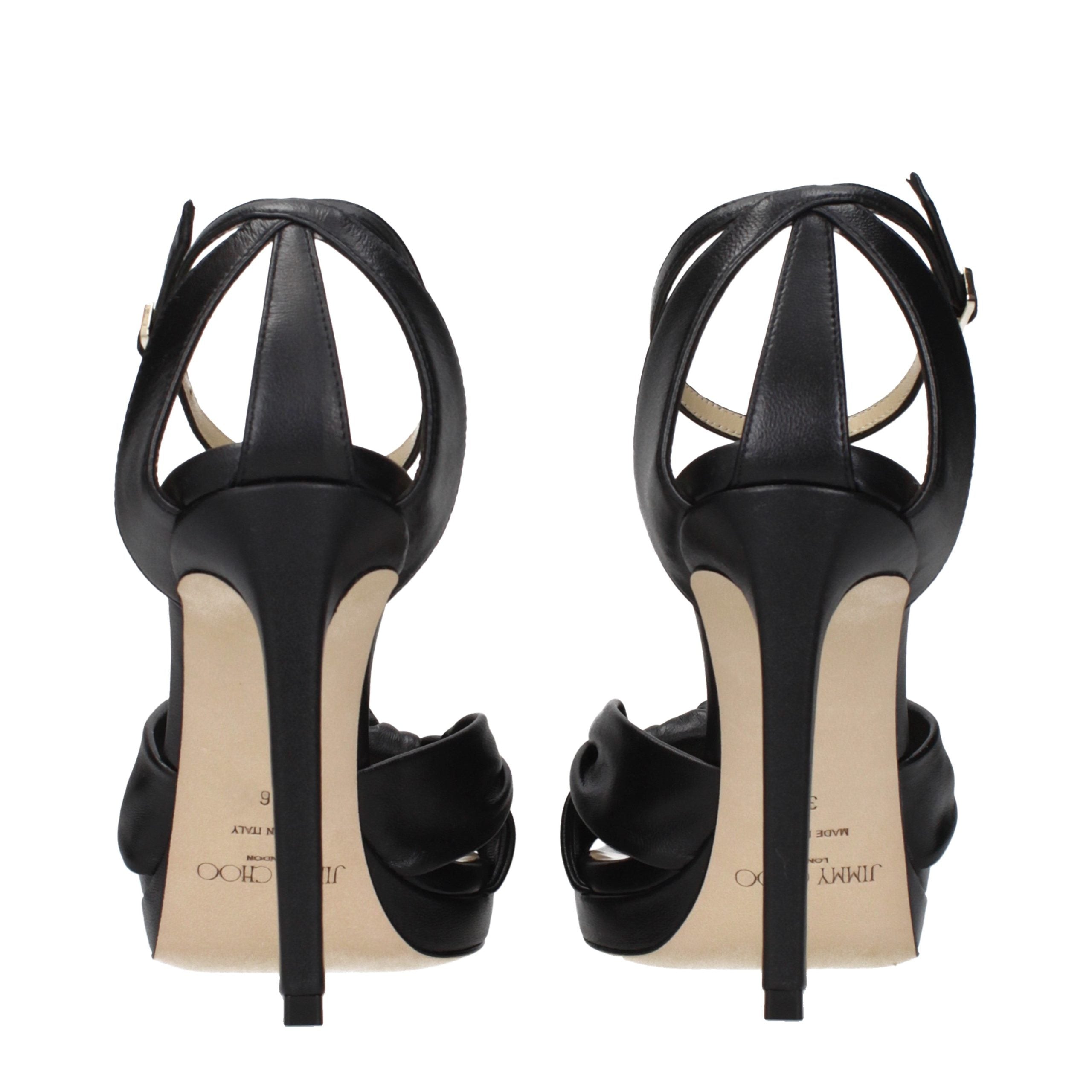 Jimmy Choo Schwarze Leder Plateau-Sandalen-5