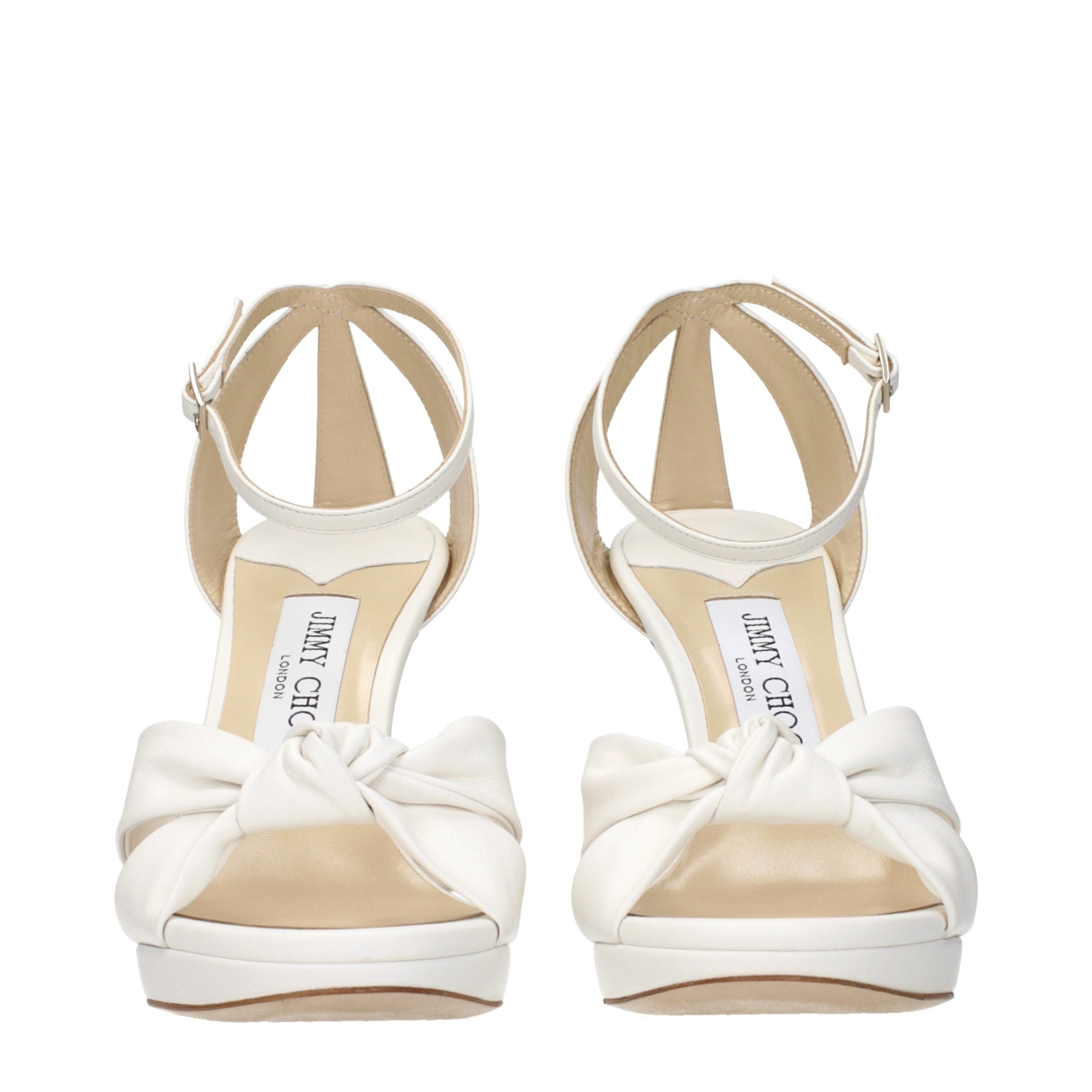 Jimmy Choo Weiße Leder-Plateau-Sandalen-3
