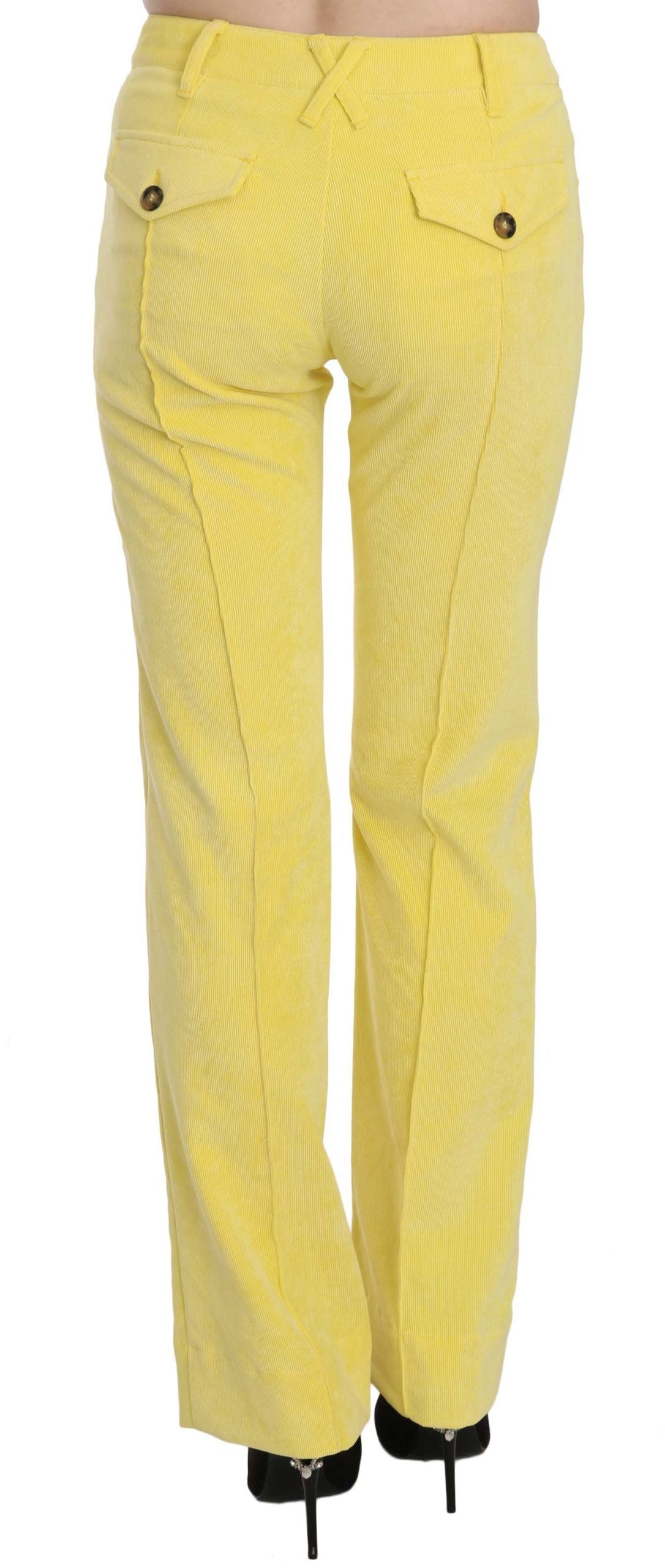 Pantalones rectos de pana amarilla de Just Cavalli con cintura media-4