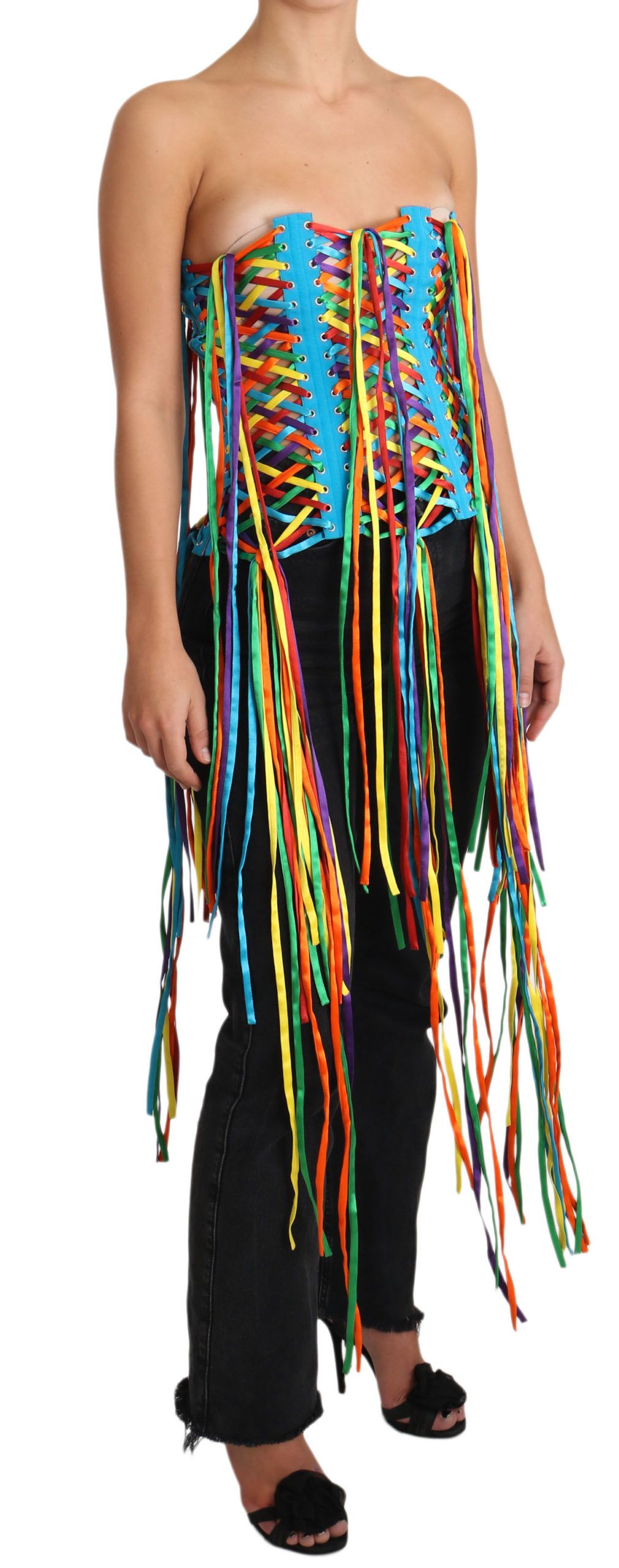 Dolce & Gabbana Multicolor Strings Bustier Polyester Corset Top-2