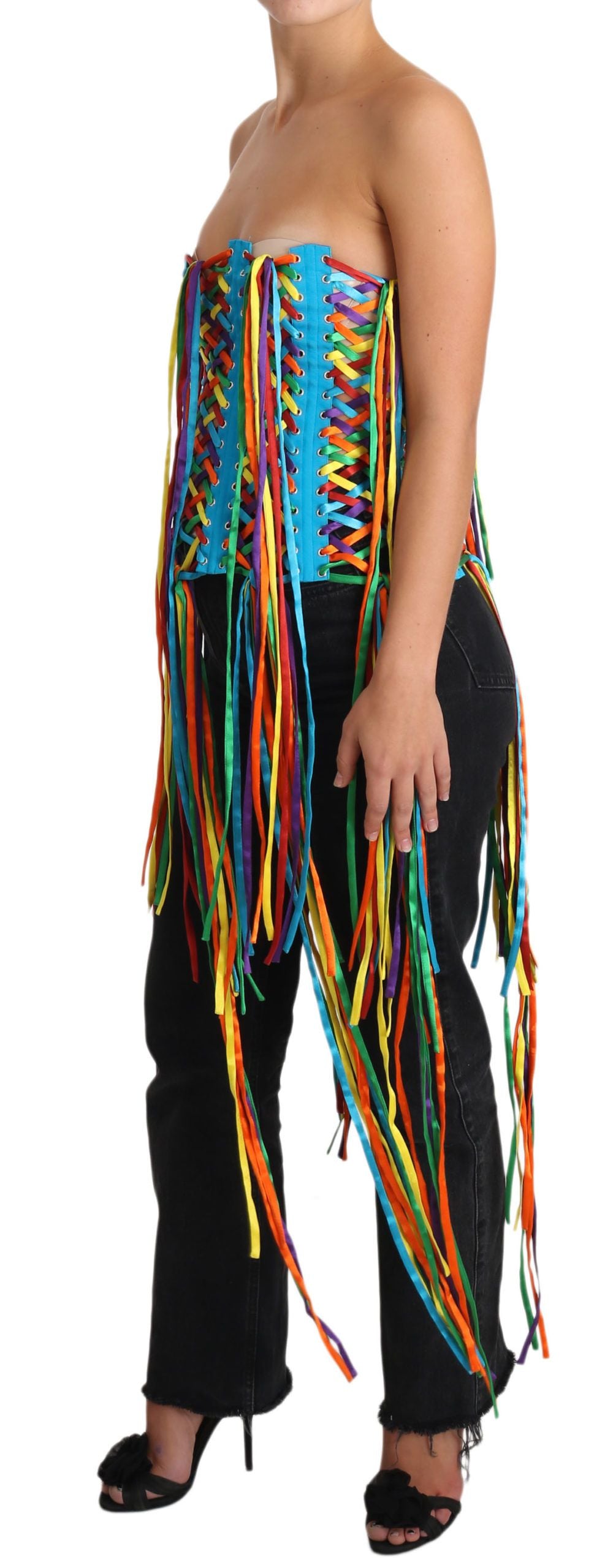 Dolce & Gabbana Multicolor Strings Bustier Polyester Corset Top-3