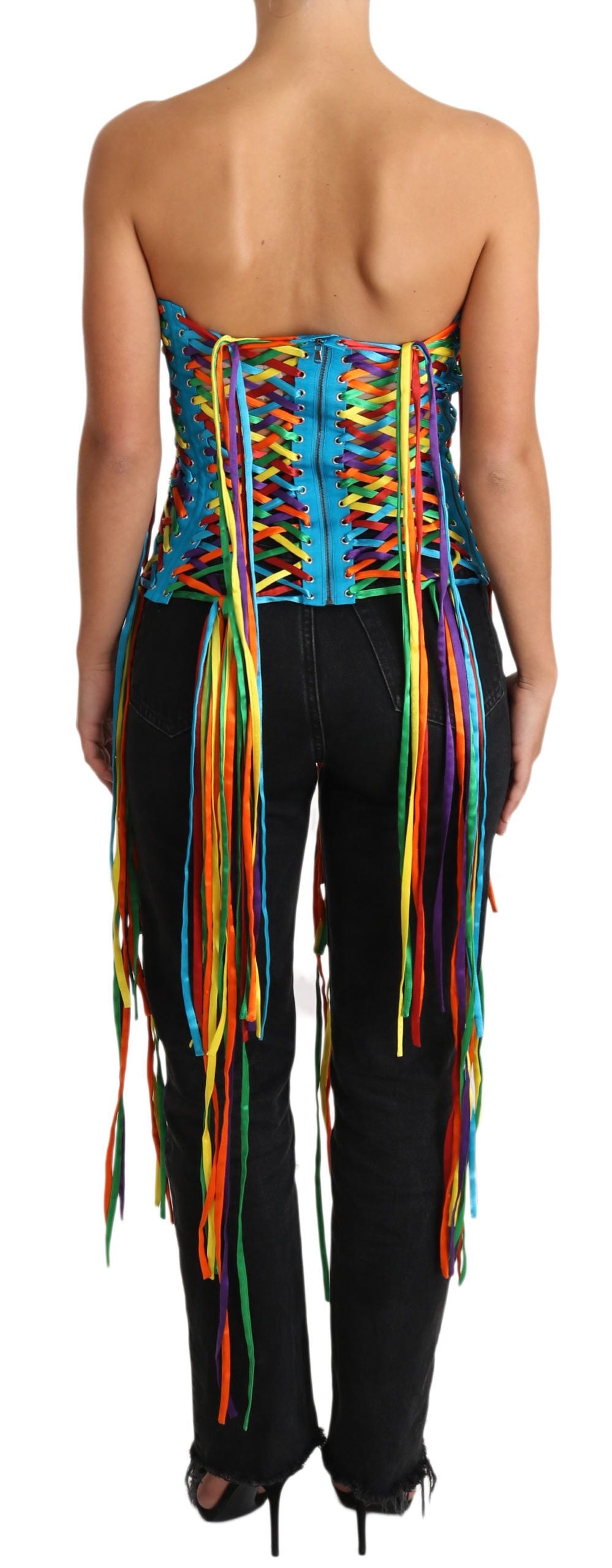 Dolce & Gabbana Multicolor Strings Bustier Polyester Corset Top-4