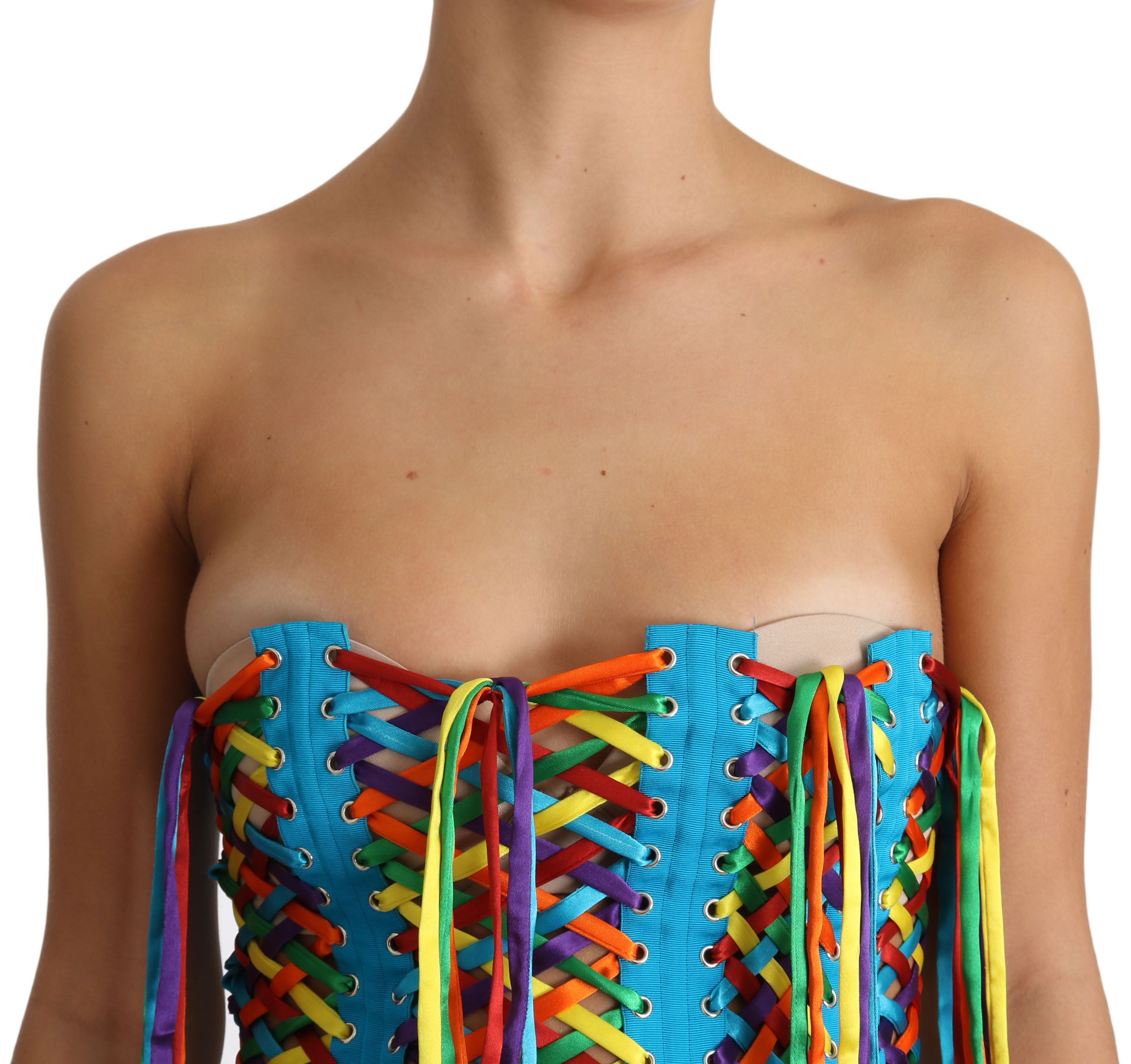 Dolce & Gabbana Multicolor Strings Bustier Polyester Corset Top-5