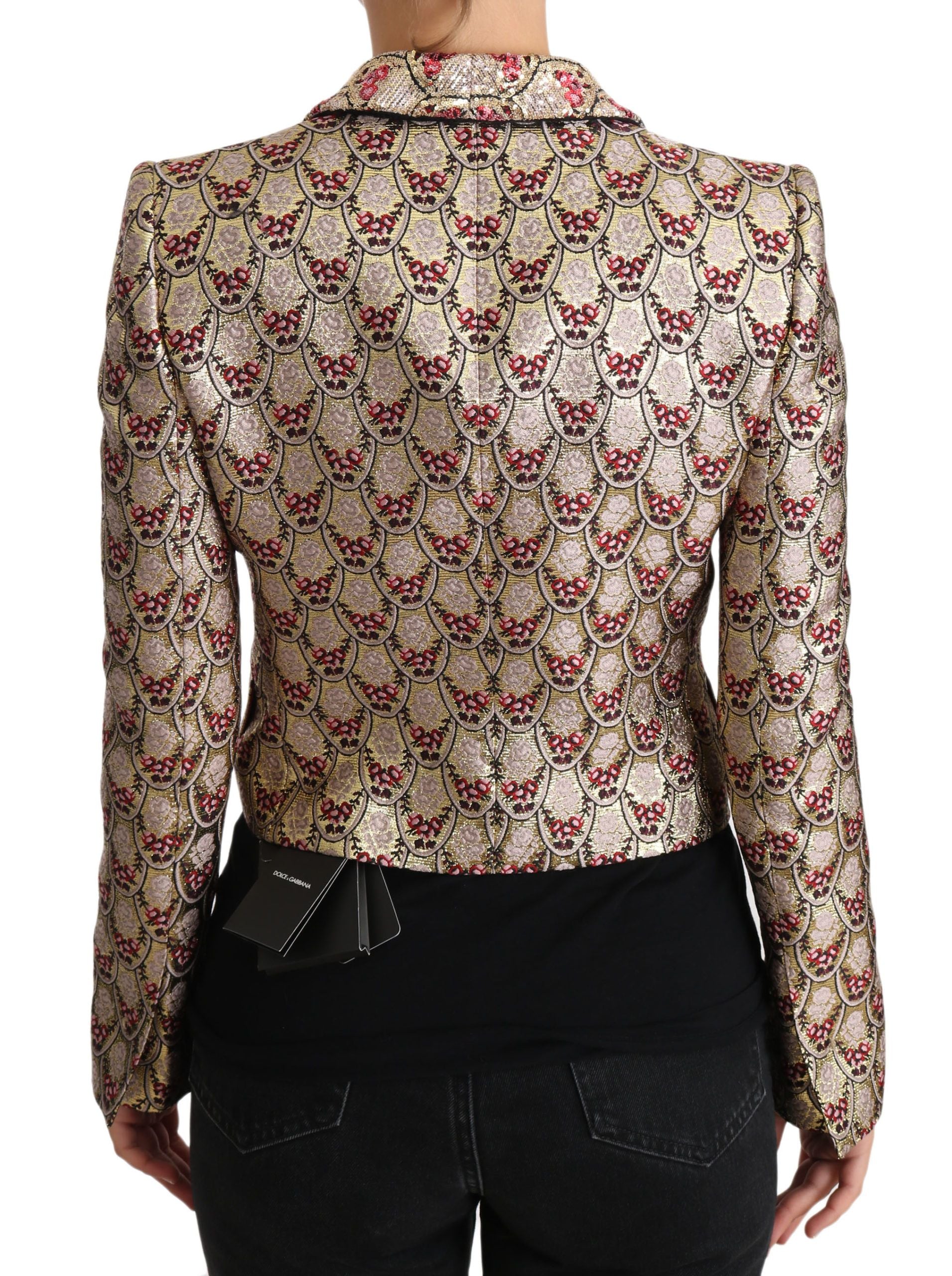 Dolce & Gabbana Gold Floral Pailletten Blazer Mantel Jacke-3